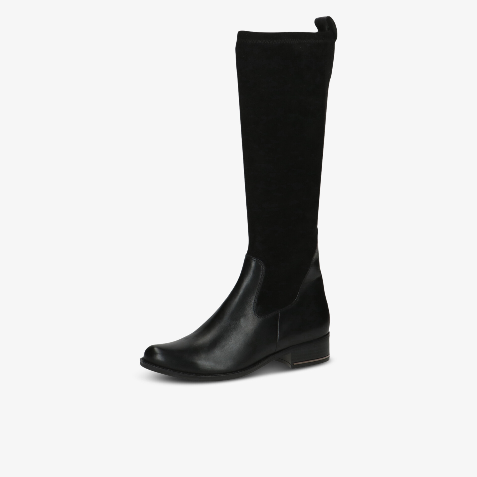 Eleganter knöchelhoher schwarzer Lederstiefel mit robustem Absatz und komfortablem Sitz