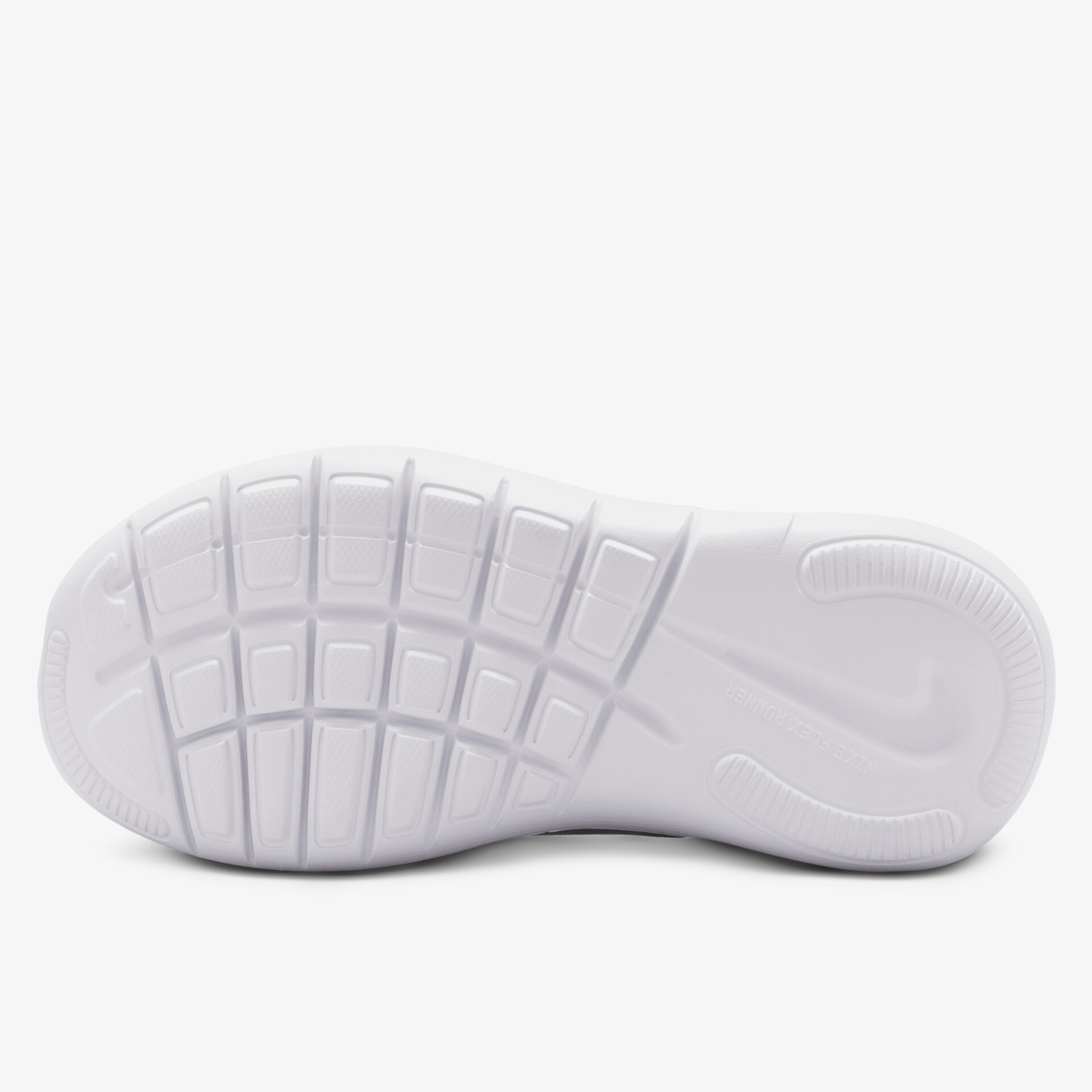 Weiße Sportschuhsohle mit rutschfestem Profil und flexiblem Design