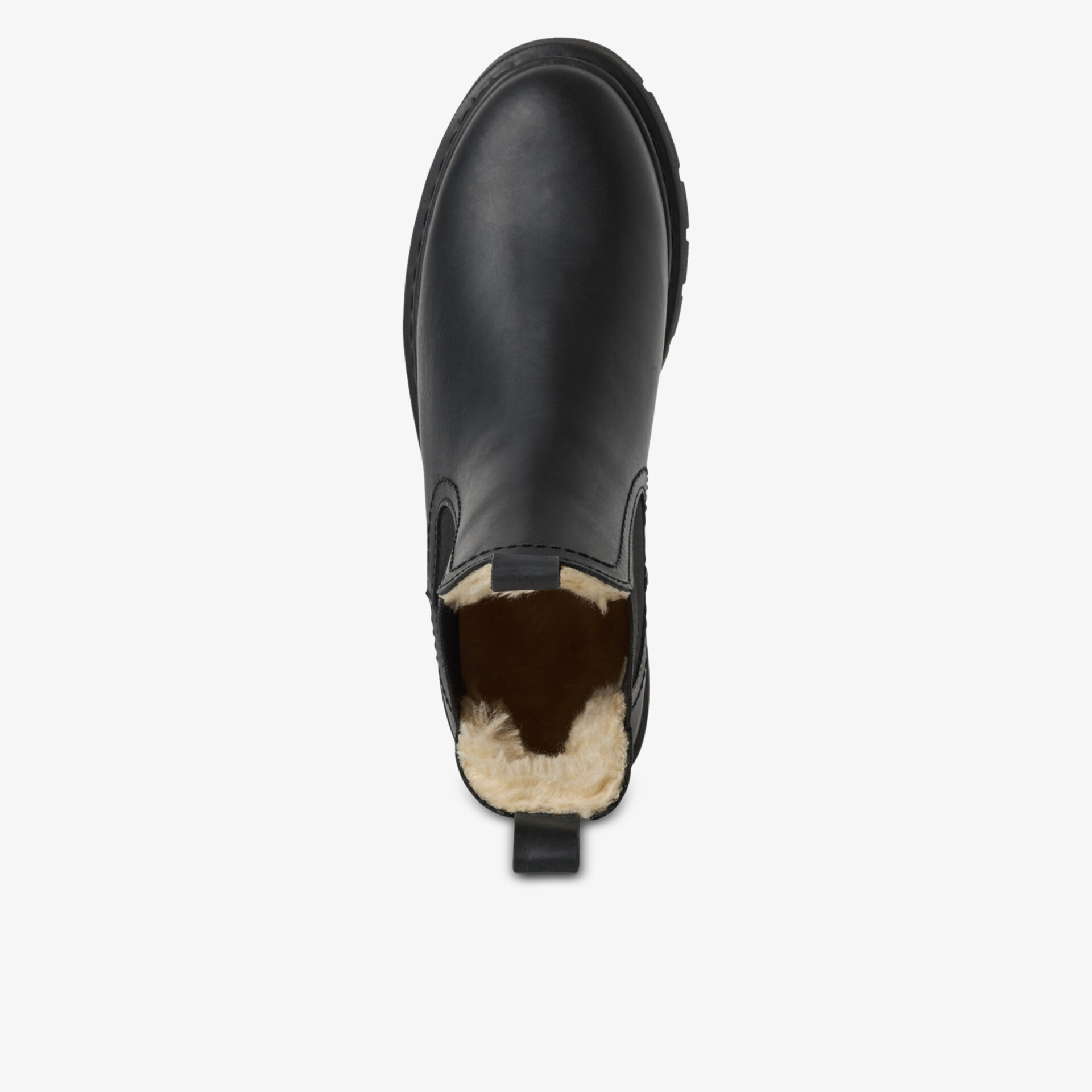Robuster Schuh mit wasserabweisendem Material und warmer Innenfütterung, ideal für kalte Tage und rutschfesten Halt