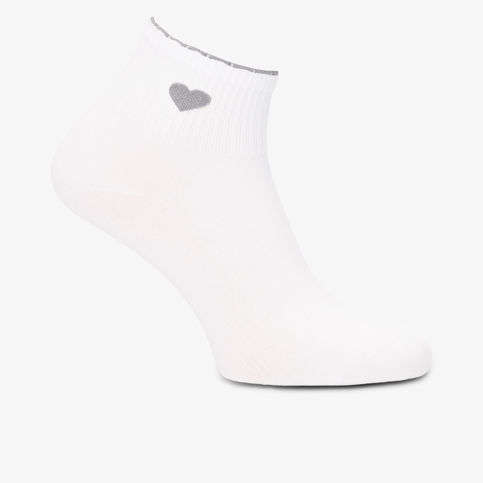 Weiße Socken mit Herzmotiv aus Baumwollmix, bequem und atmungsaktiv für den Alltag
