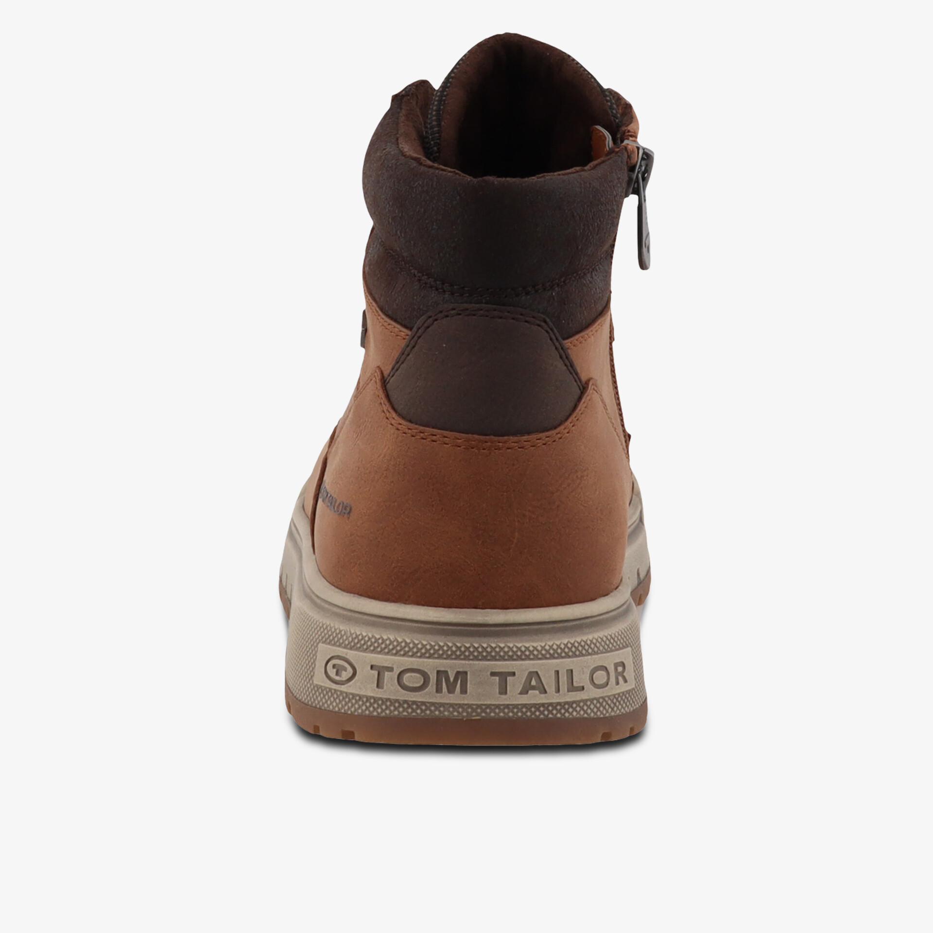 Robuster Outdoor-Schuh mit hohem Schaft und praktischem Reißverschluss, Rückansicht zeigt stabile Sohle