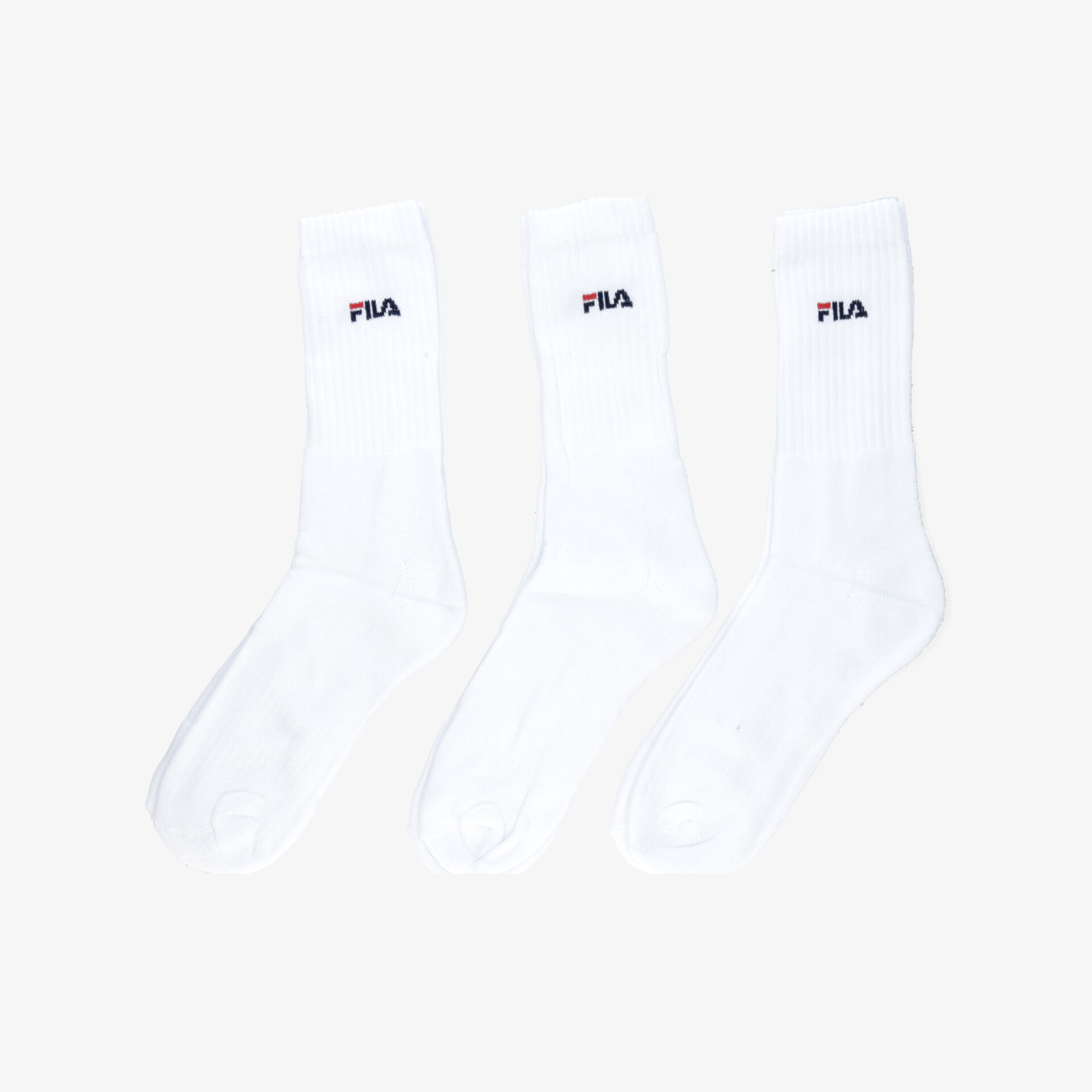 Weißes 3er Set Socken mit elastischem Bund und sportlichem Markenlogo für hohen Tragekomfort