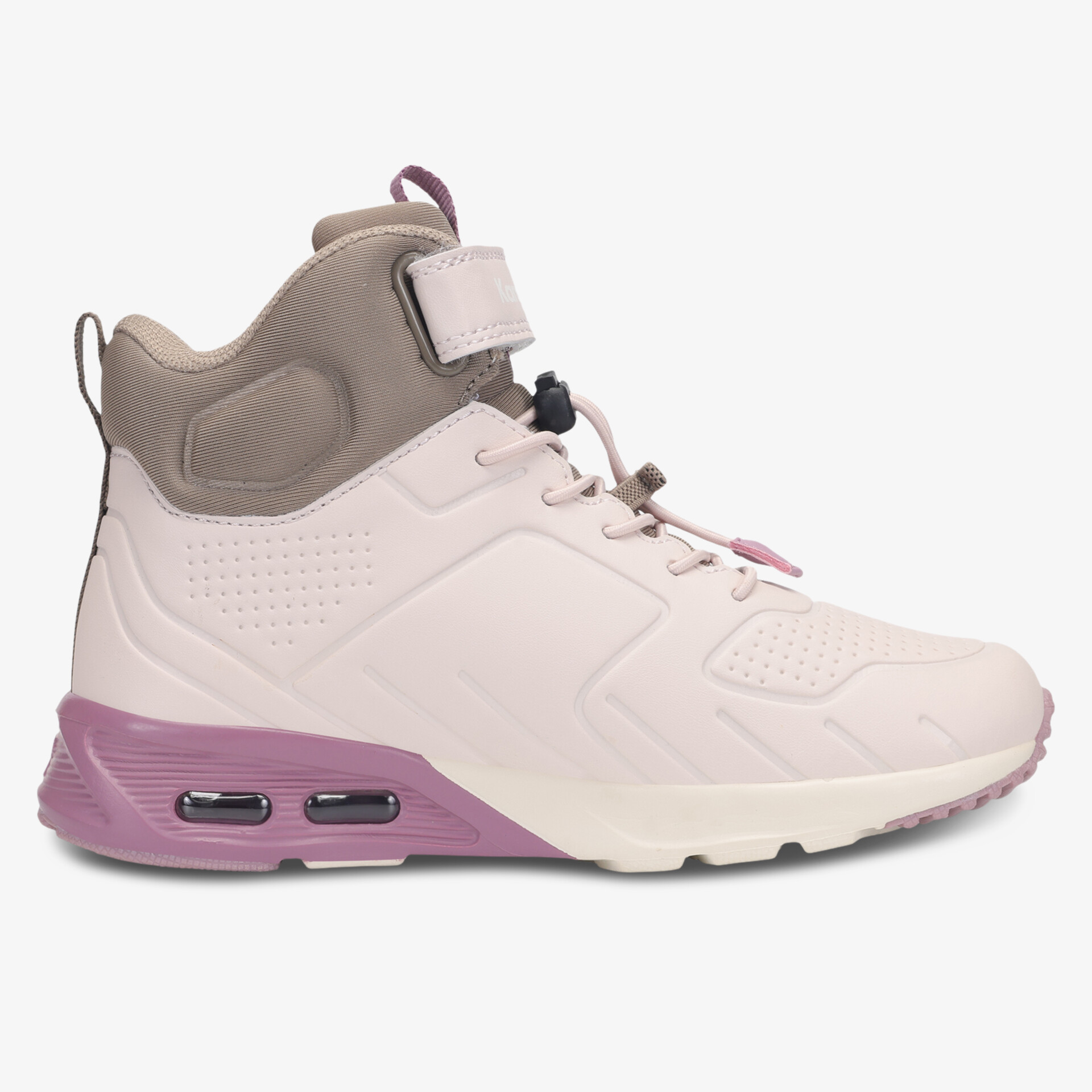 Moderner Freizeitschuh mit gepolsterter Ferse und rutschfester Sohle, Weiß und zarte Rosatöne