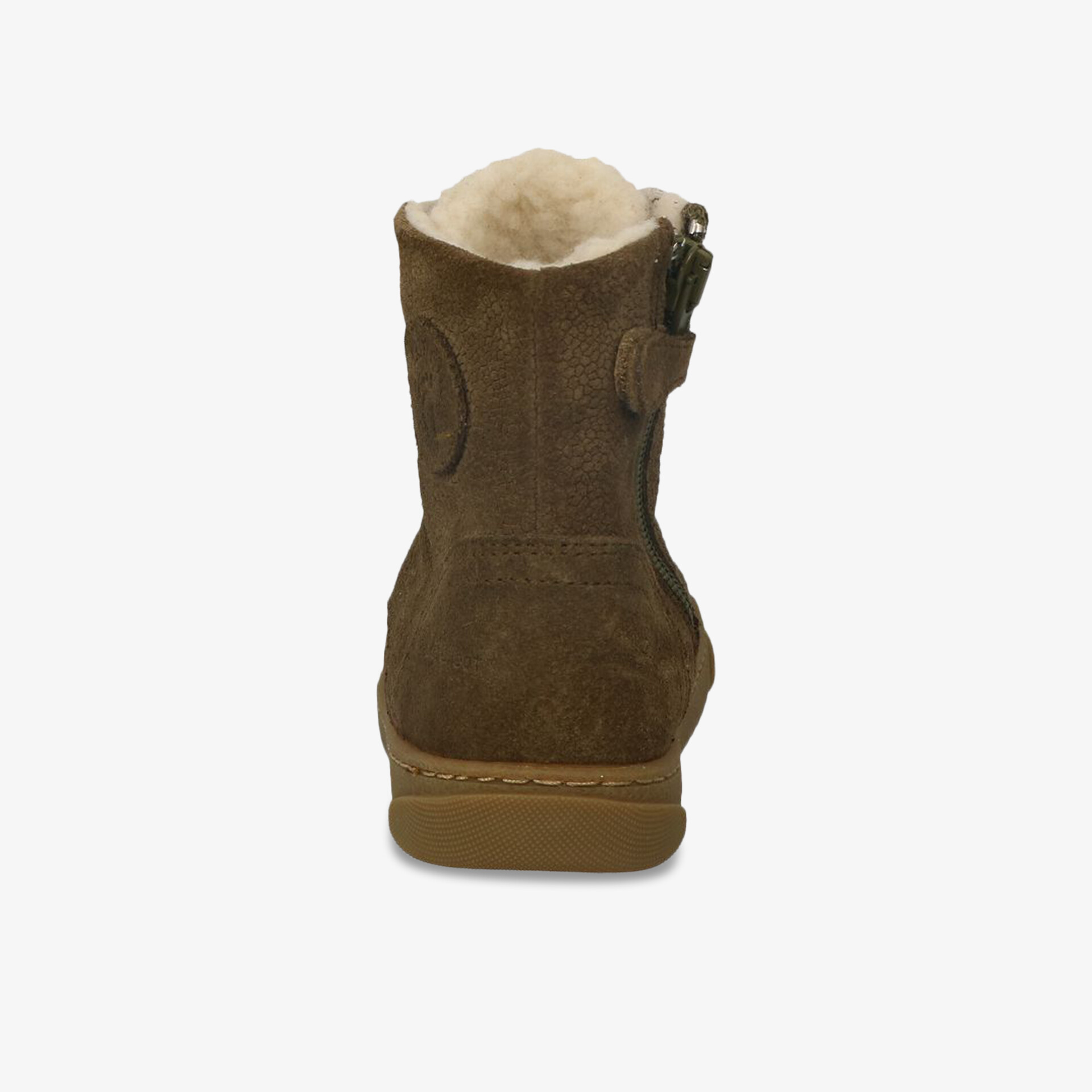 Robuster Stiefel mit warmer Innenfütterung und Reißverschluss, bequeme Passform und rutschfeste Sohle hinten sichtbar