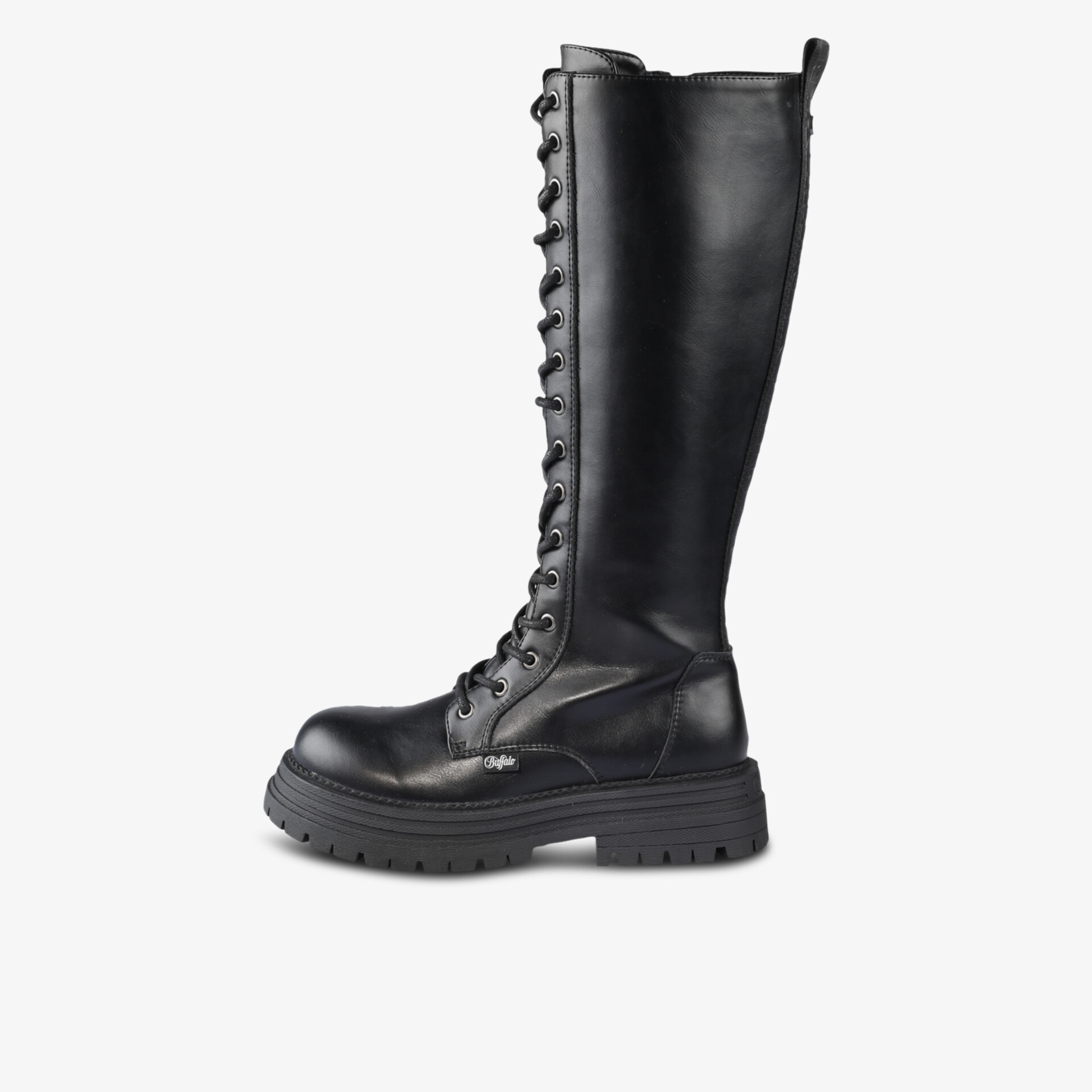 Hochknöcheliger Schnürstiefel mit robuster Profilsohle und strapazierfähigem Leder seitlich abgebildet