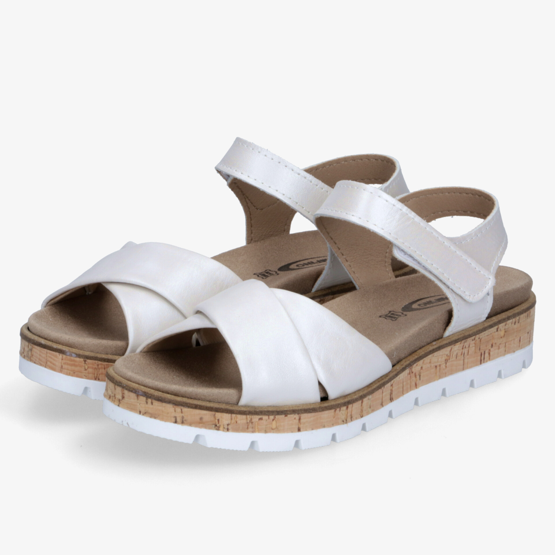 Bequeme weiße Sandalen mit verstellbarem Riemen und leichter, rutschfester Plateausohle für hohen Tragekomfort