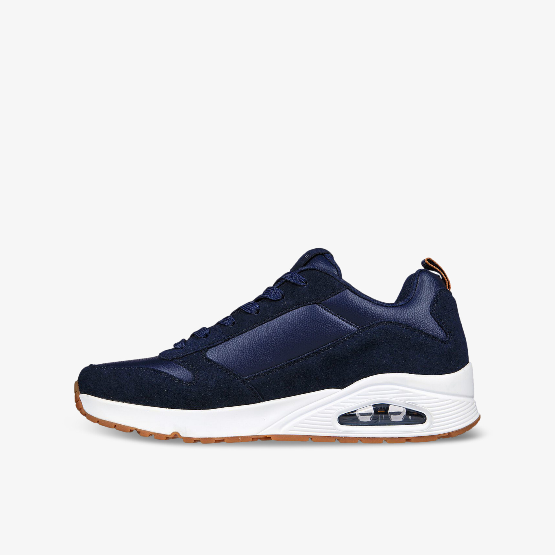 Leichter Navy Sportschuh mit atmungsaktivem Material und komfortabler Dämpfung, seitliche Ansicht