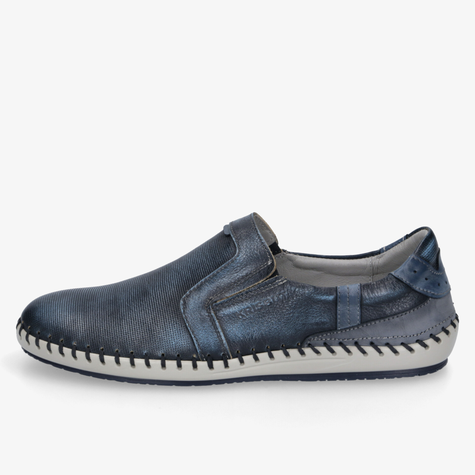 Blauer Leder-Slipper mit flexiblem Design und rutschfester Sohle ideal für komfortables Tragen