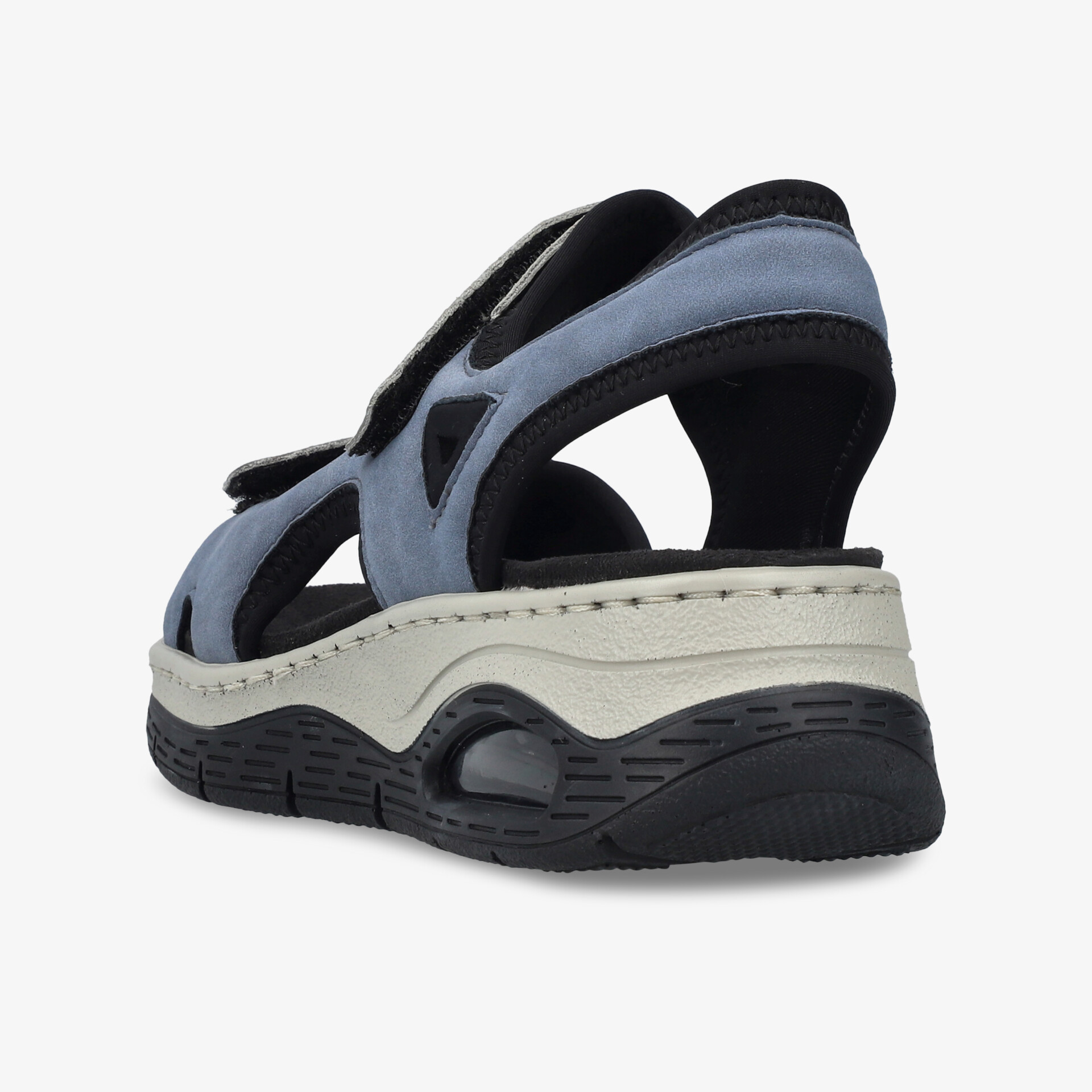 Seitliche Ansicht eines bequemen, verstellbaren Freizeitschuhs mit robuster, rutschfester Sohle