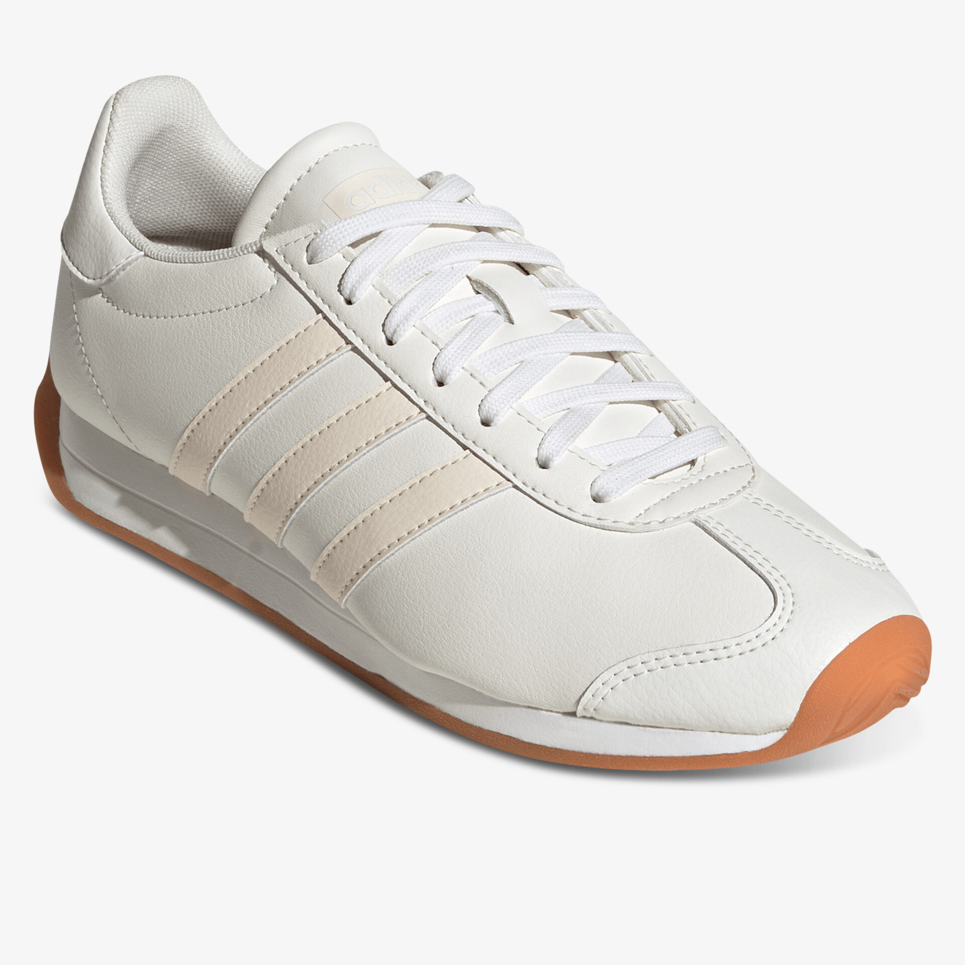 Moderner weißer Sneaker mit bequemer Passform, rutschfester Gummisohle und klassischem Streifen-Design