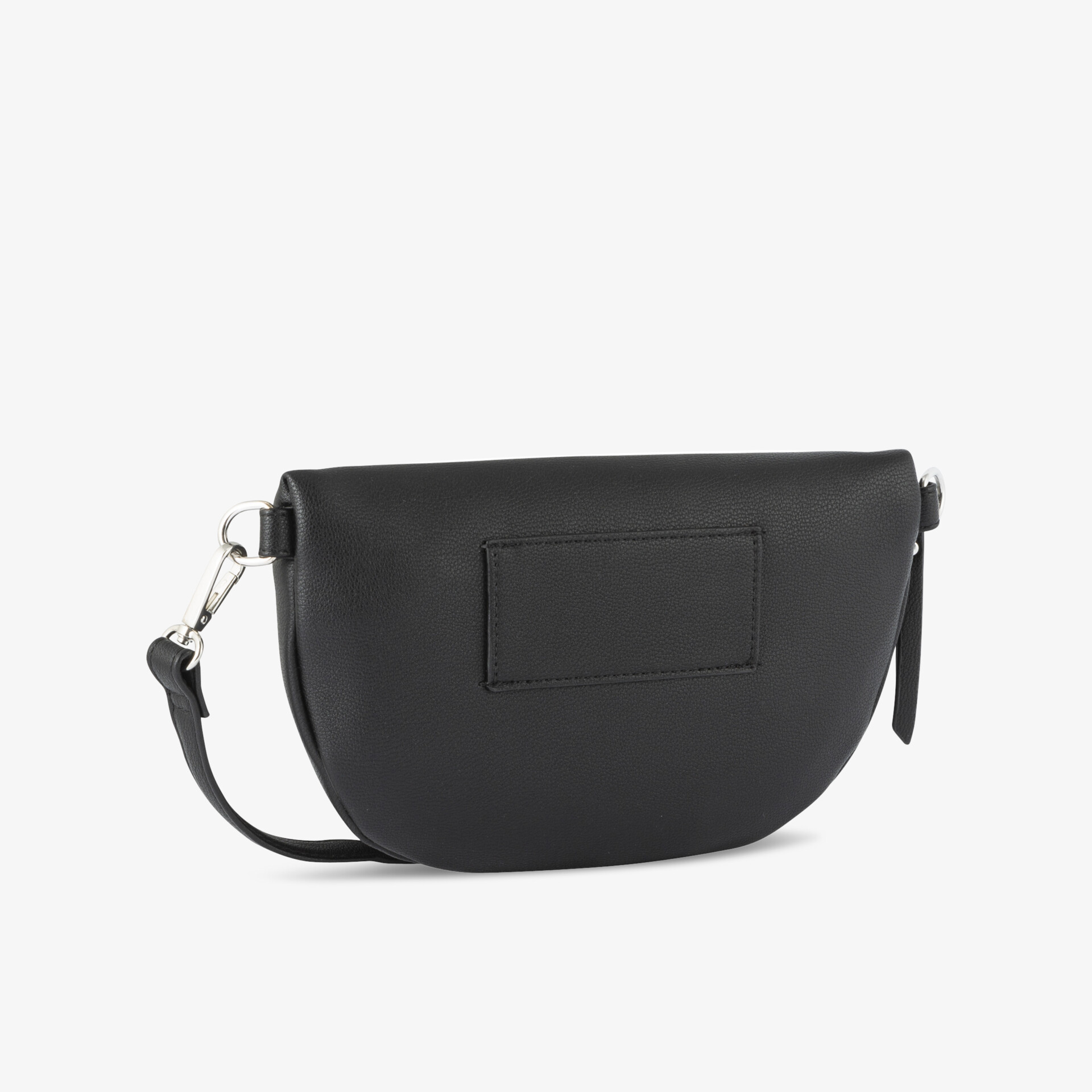 Schlichte und elegante schwarze Tasche mit verstellbarem Riemen, ideal für jeden Anlass.