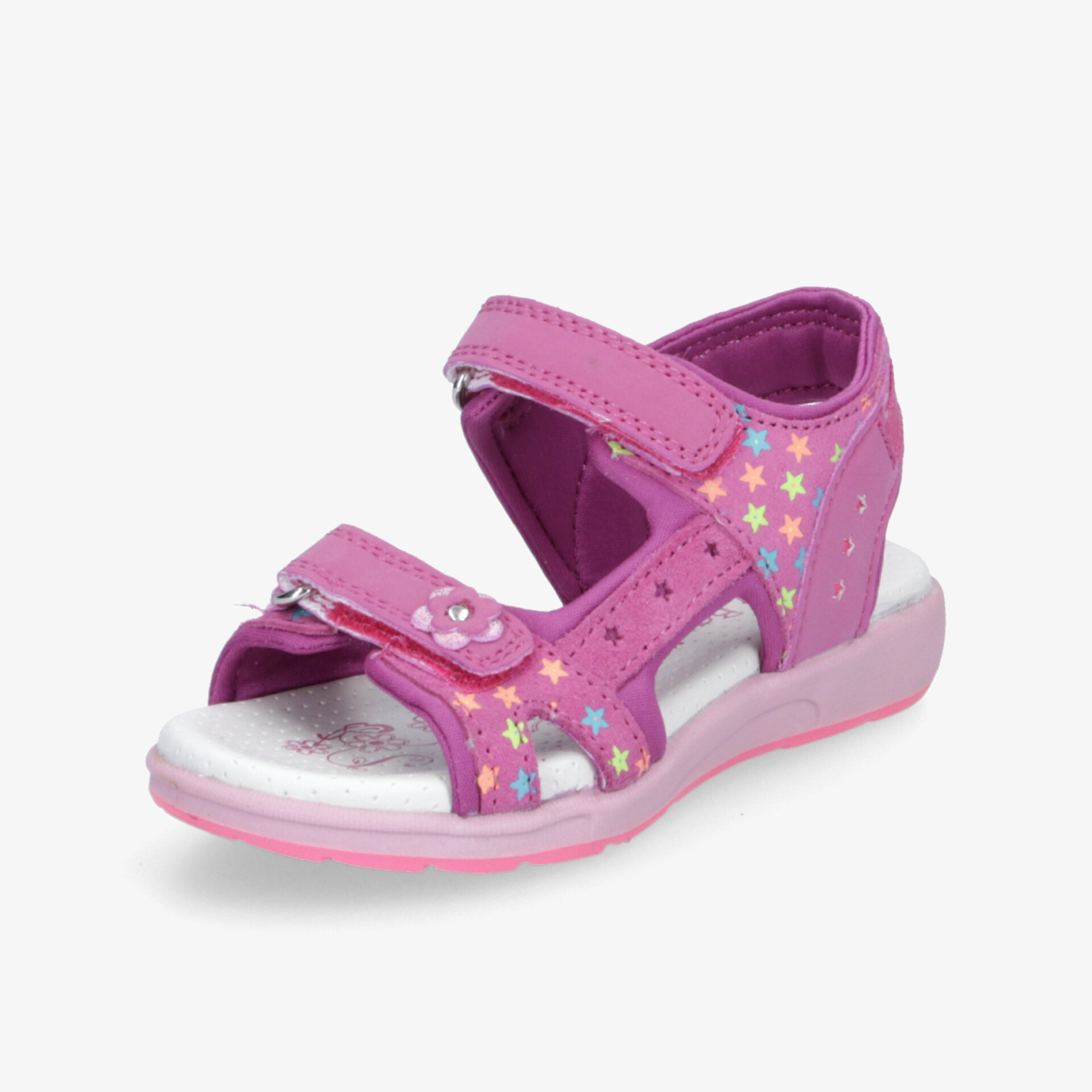 Rosa Sandale mit verstellbarem Klettverschluss und gepolsterter Sohle für hohen Tragekomfort