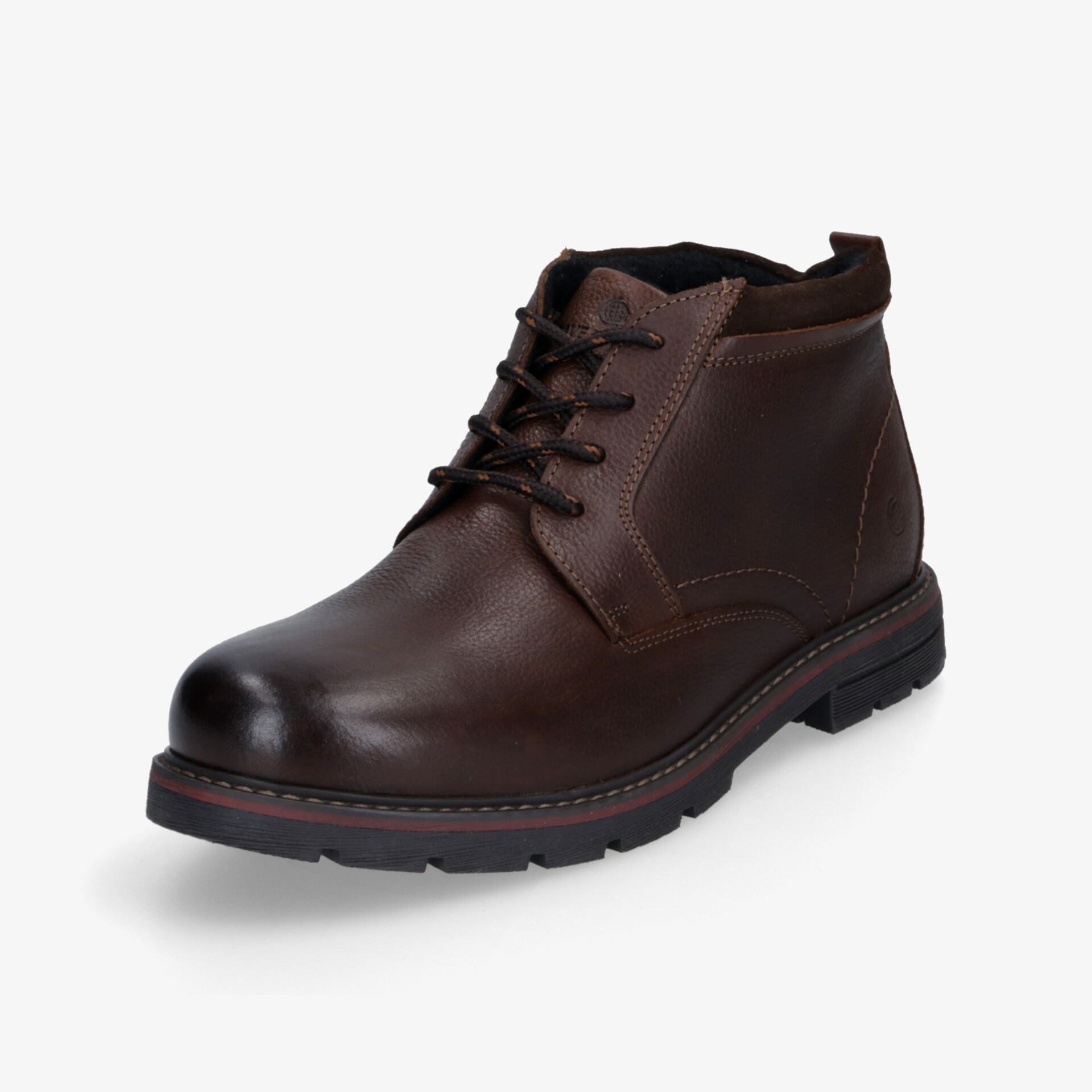 Robuster brauner Lederstiefel mit gepolstertem Schaft und rutschfester Sohle, bequem und schnürbar