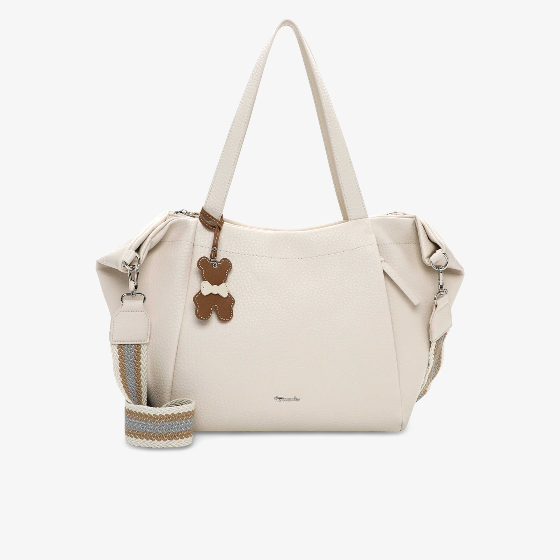 Elegante cremefarbene Handtasche mit Schulterriemen, geräumig und hochwertig verarbeitet, modisch und weich