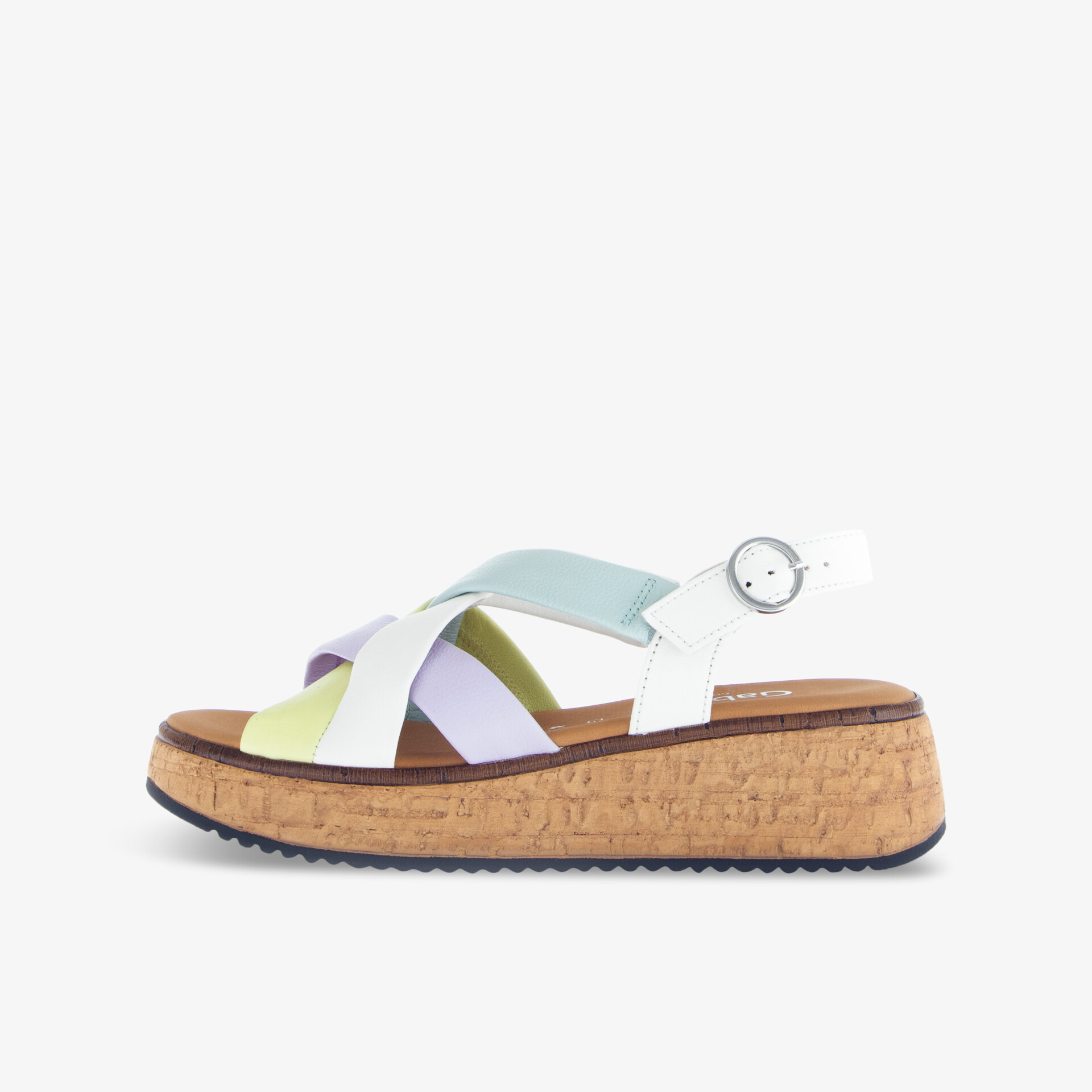 Bequeme Plateau-Sandale mit Korksohle und verstellbarem Riemen für sicheren Halt und angenehmen Tragekomfort