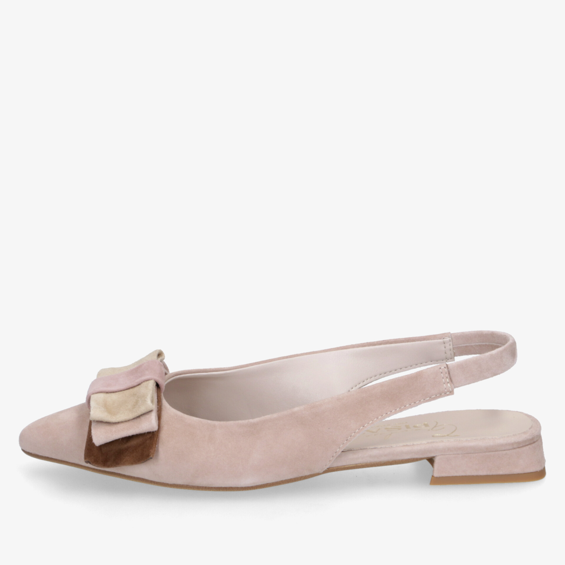 Eleganter rosa Velours-Slingback mit flachem Absatz und dekorativer Schleife, bequemer und stylischer Schuh