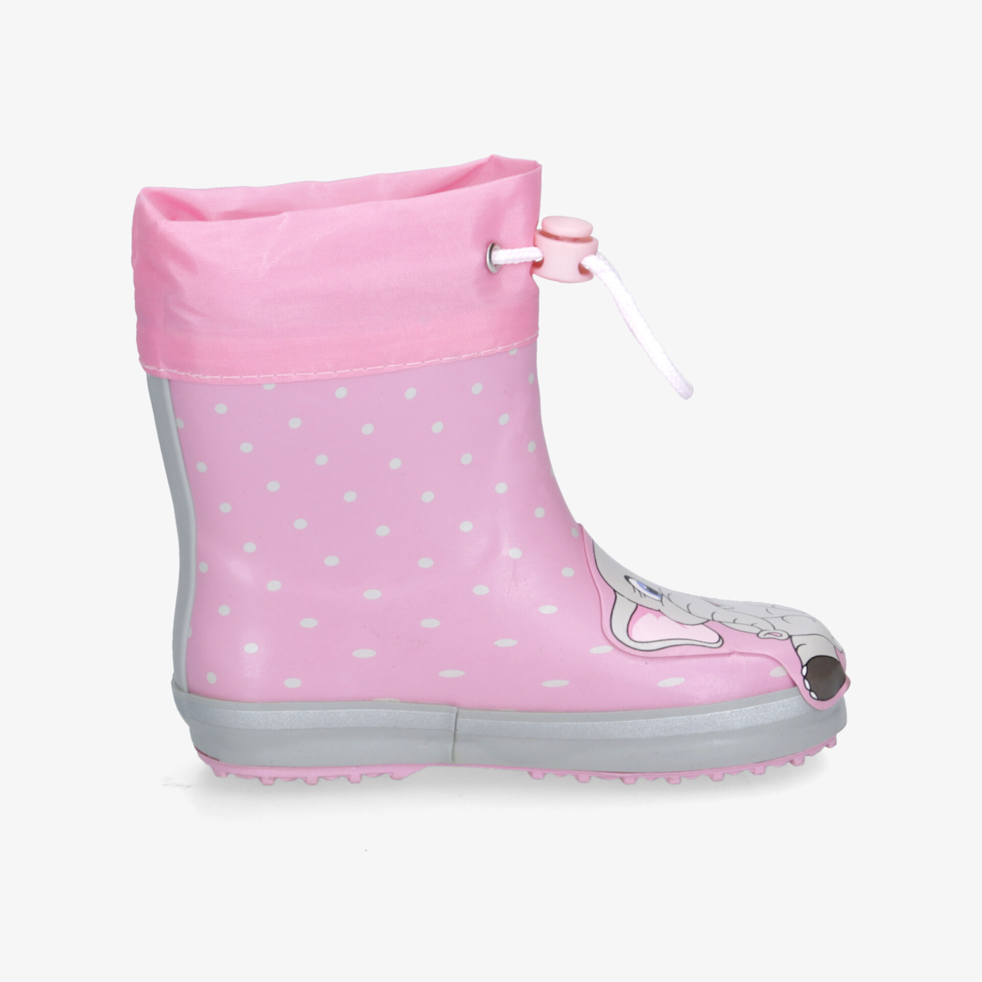 Stilvolle pinke Gummistiefel mit Punkten und praktischem Schnürverschluss für komfortablen und sicheren Tragekomfort.