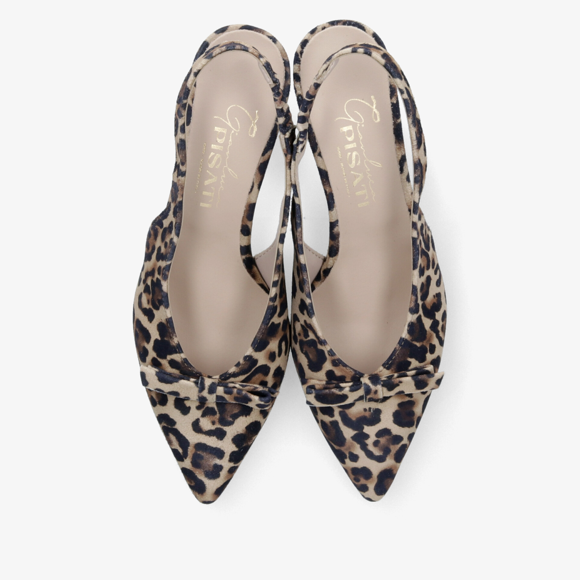 Elegante Pumps mit spitzer Form und auffälligem Leo-Muster in hochwertiger Verarbeitung als Paar von oben