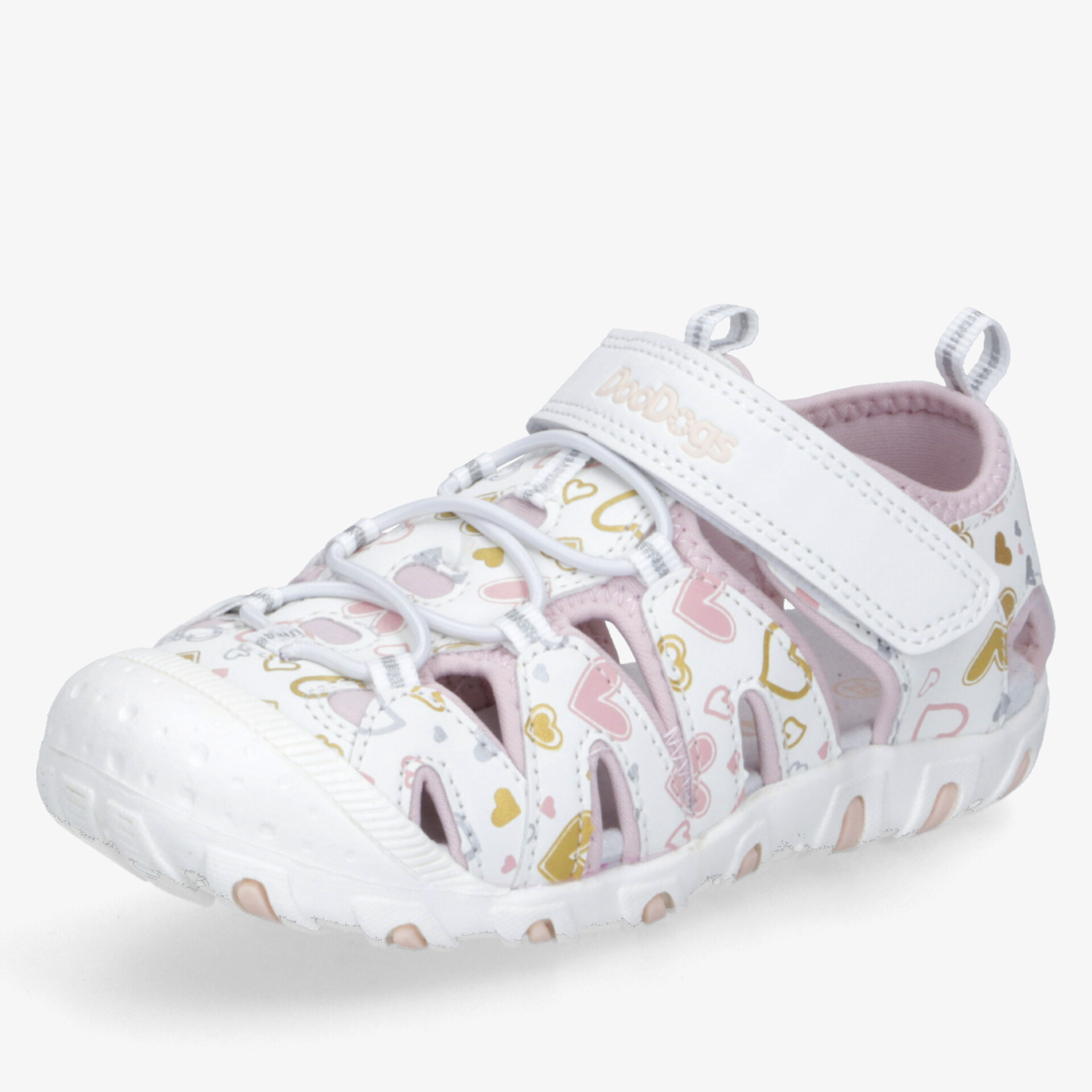 Leichter, atmungsaktiver Schuh mit flexiblem Sohlenprofil, verstellbarem Klettverschluss und modischem Muster