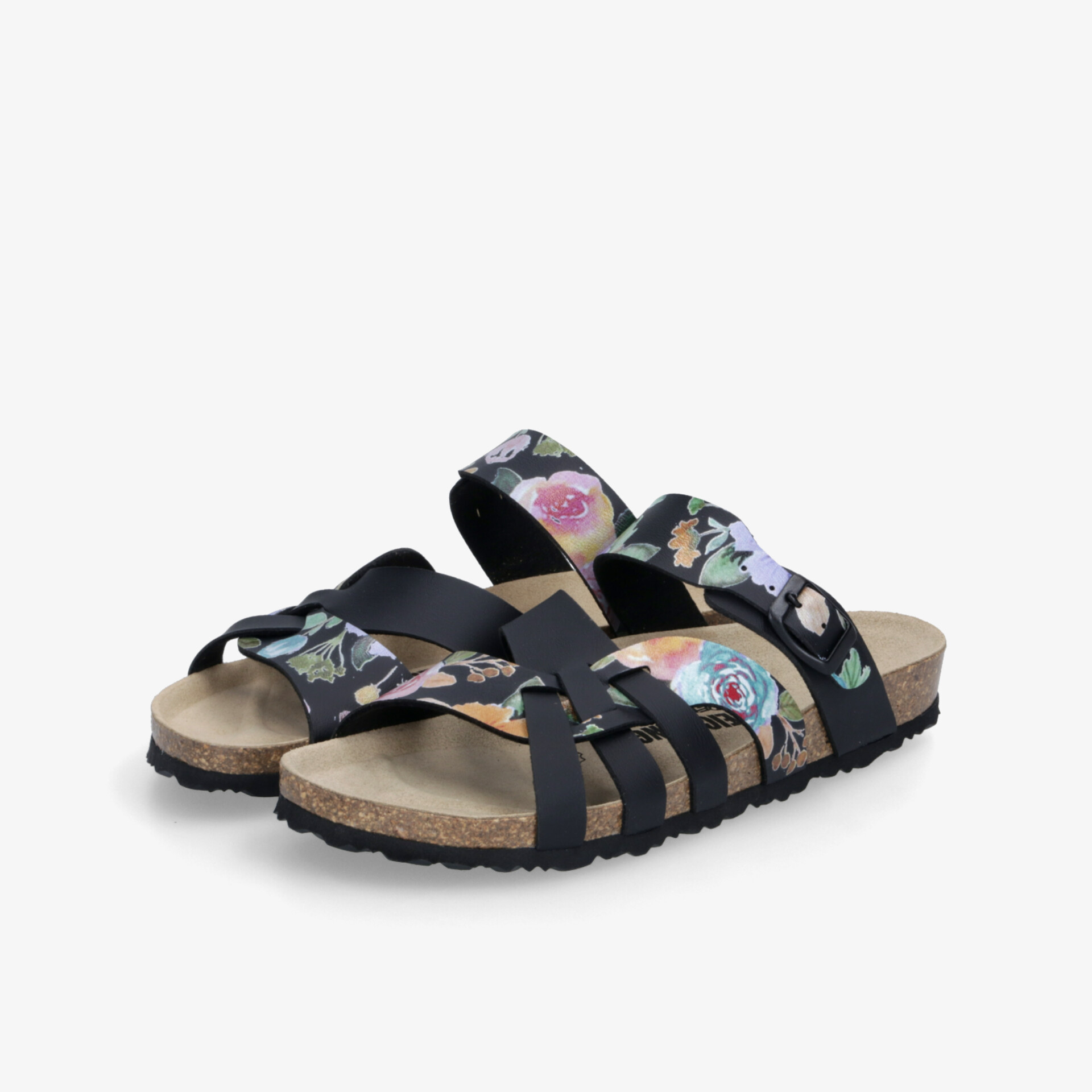 Leichte Sandalen mit gepolsterter Sohle und verstellbaren Riemen, florales Muster und rutschfeste Profilsohle