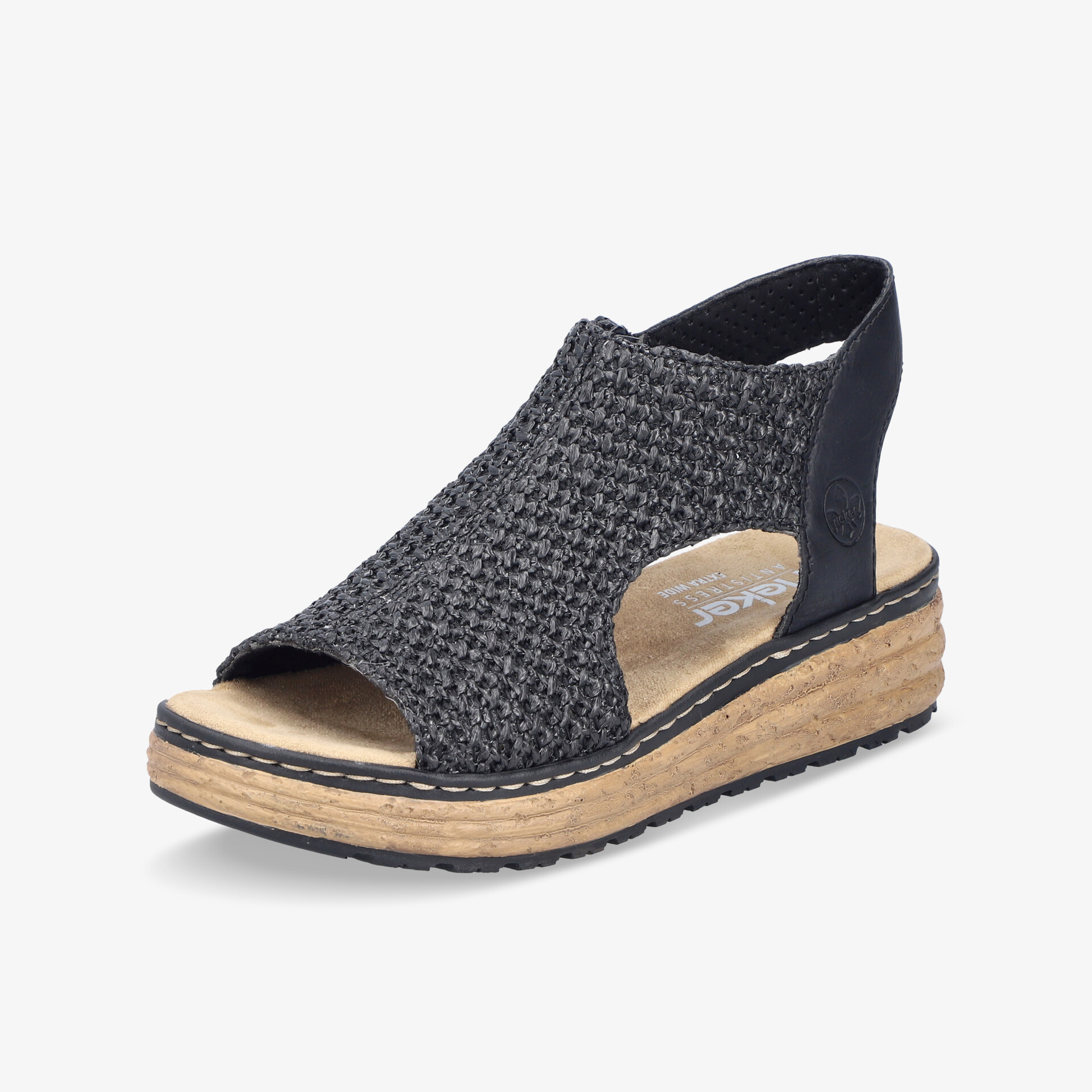 Bequeme Sandale mit geflochtenem Obermaterial und Keilabsatz, ideal für sommerlichen Komfort und leichten Halt