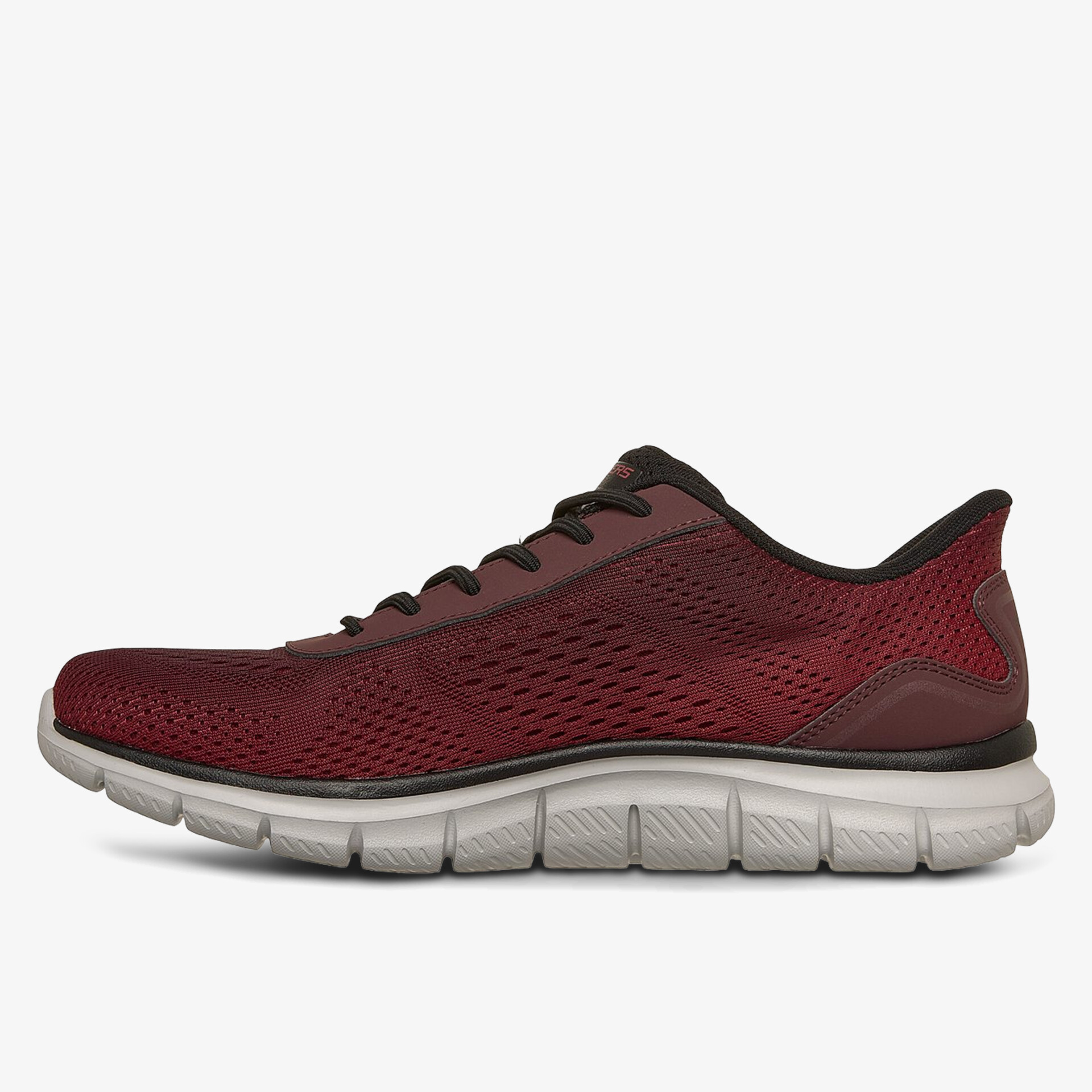 Moderner Sportschuh in Rot mit flexibler Sohle und atmungsaktivem Mesh-Material.
