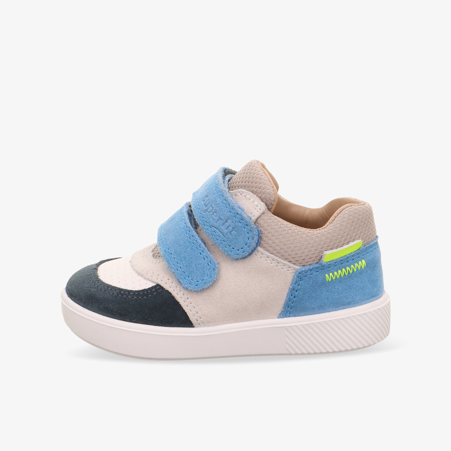 Bequemer Kinder Sneaker in Blau und Beige mit flexiblem Design und zwei Klettverschlüssen für sicheren Halt