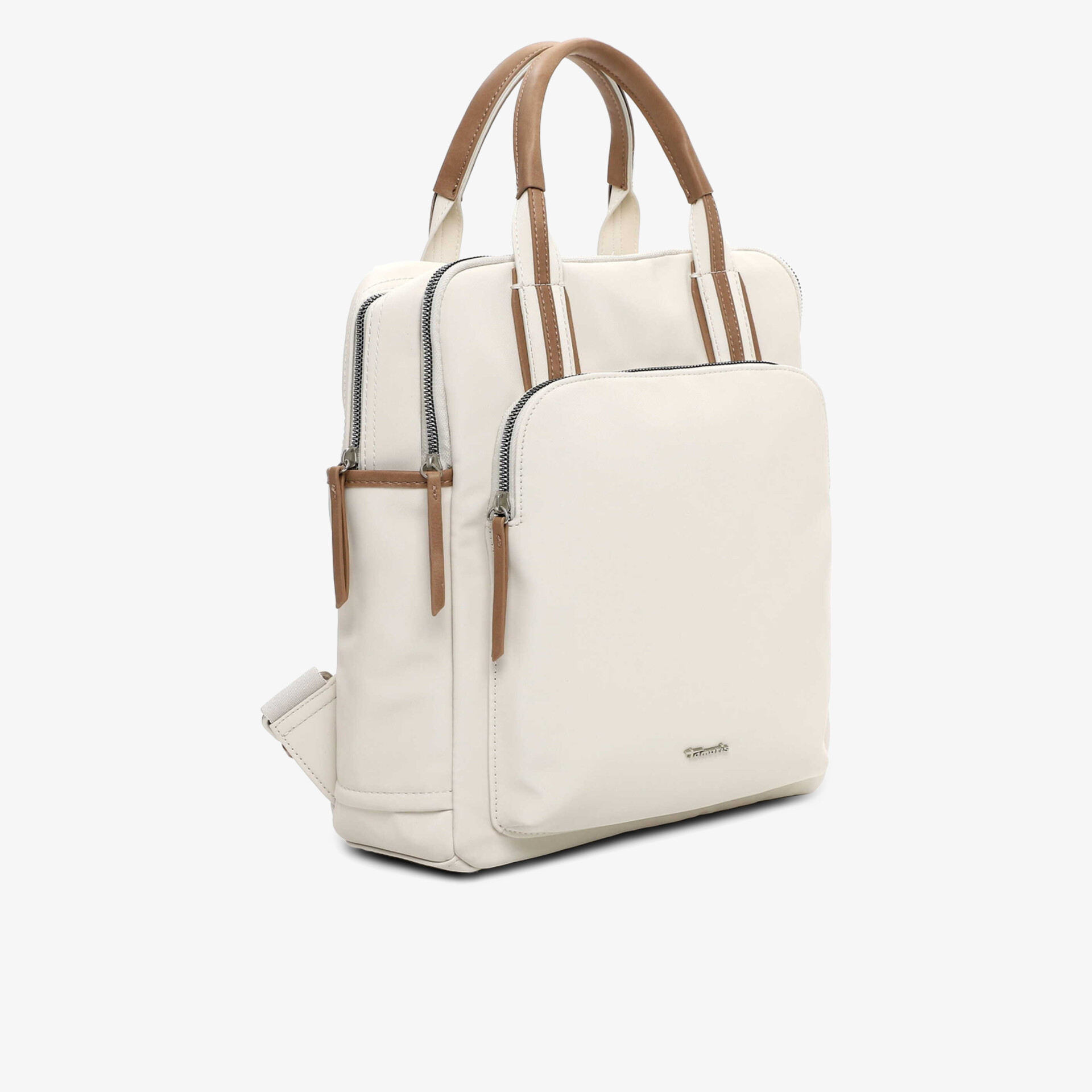 Eleganter beiger Rucksack mit mehreren Fächern und komfortablen Tragegriffen, modernes und praktisches Design