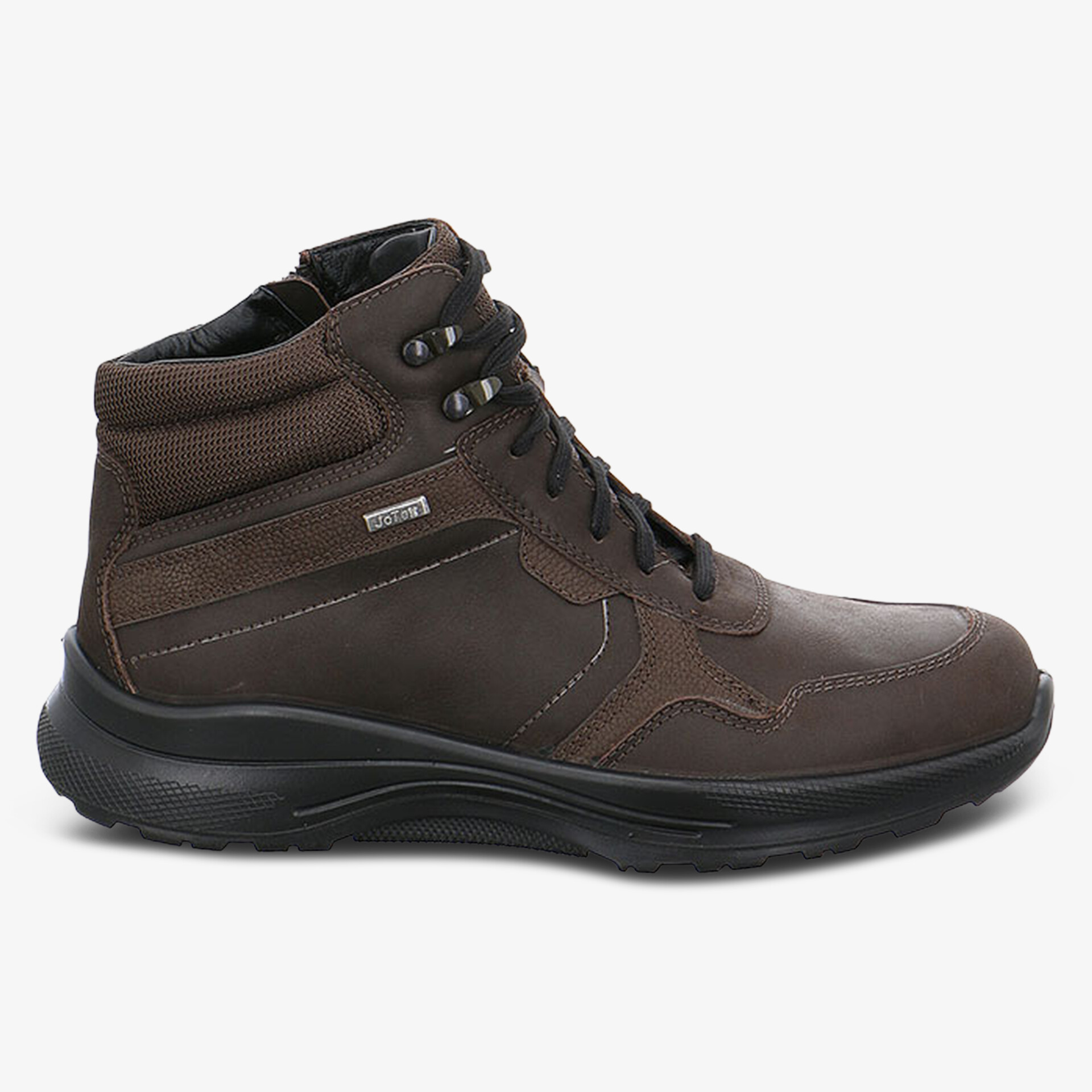 Robuster wasserdichter brauner Schuh mit gepolstertem Schaft und rutschfester Sohle für hohen Tragekomfort