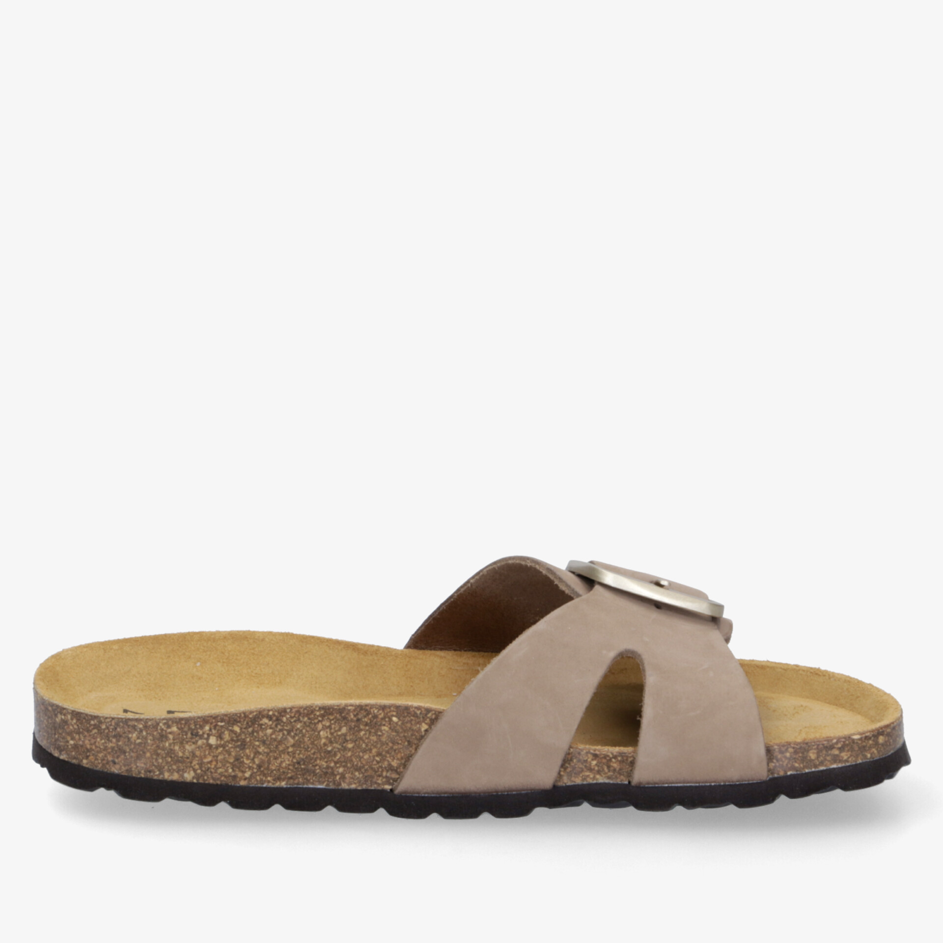 Bequeme und leichte Pantolette mit ergonomischem Fußbett und verstellbarem Riemen in Beige