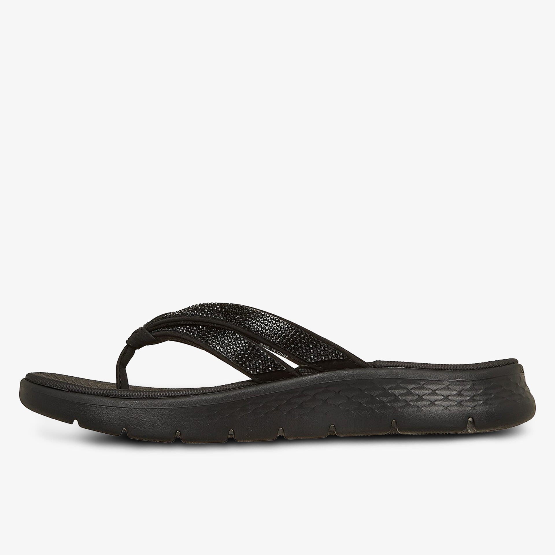 Leichte und komfortable schwarze Sandale mit rutschfester Sohle.