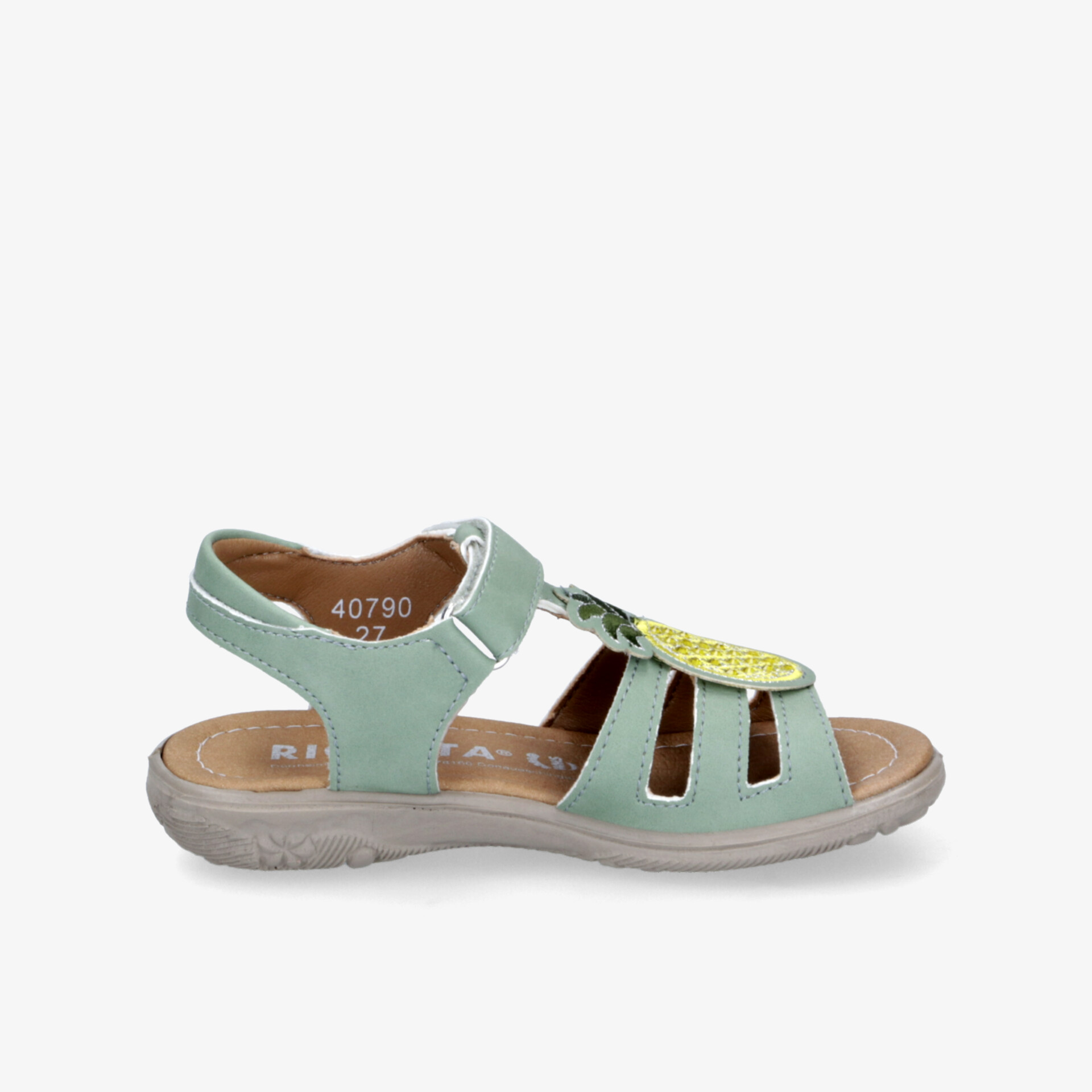 Leichte hellgrüne Sandale mit verstellbarem Riemen und gepolsterter Sohle für hohen Tragekomfort