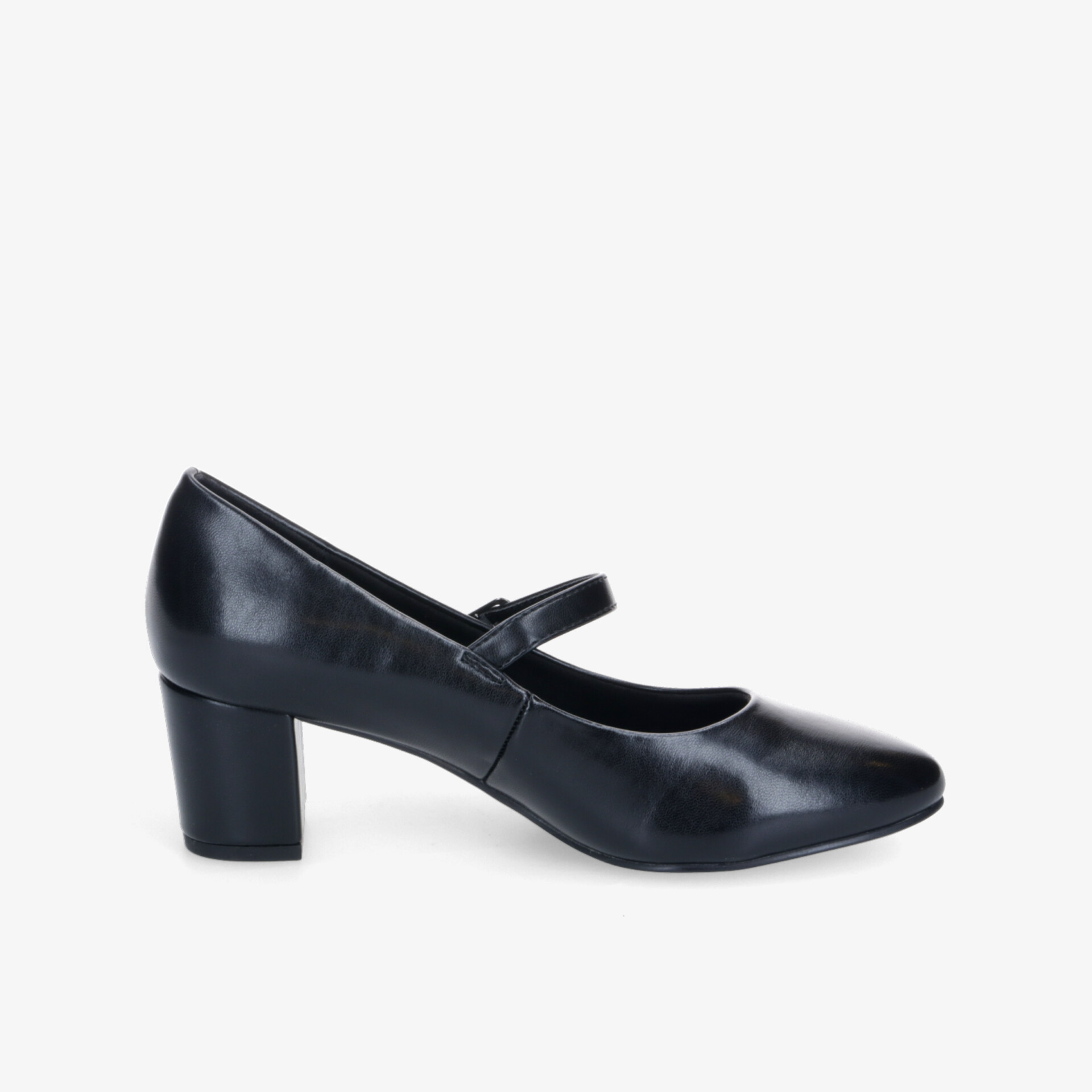 Eleganter schwarzer Pumps mit mittelhohem Absatz und glänzendem Leder, komfortabel und hochwertig