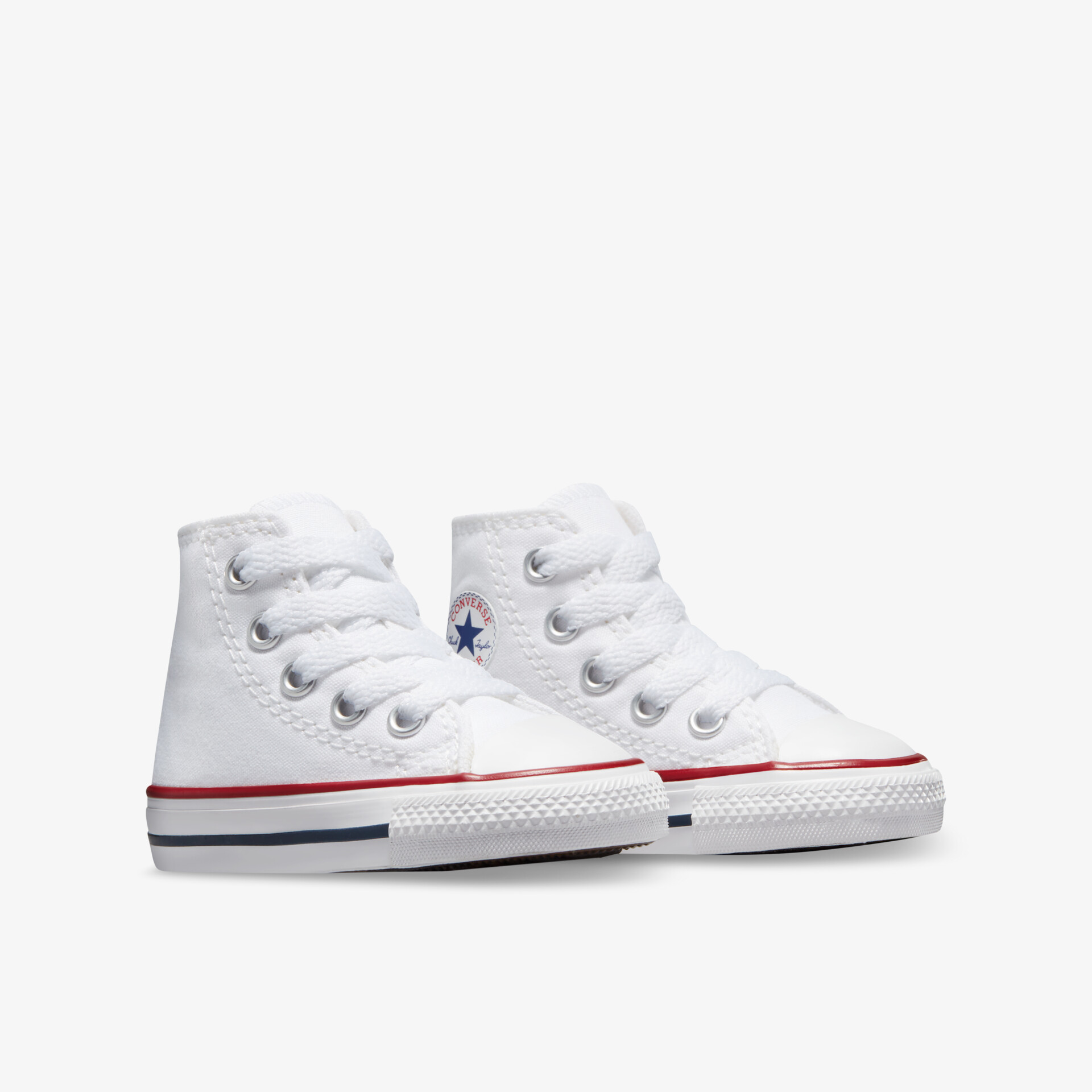 weißes Sneaker Paar mit hohem Schaft, schnürbar, rutschfeste Profilsohle, sportlich und leichter Schuh
