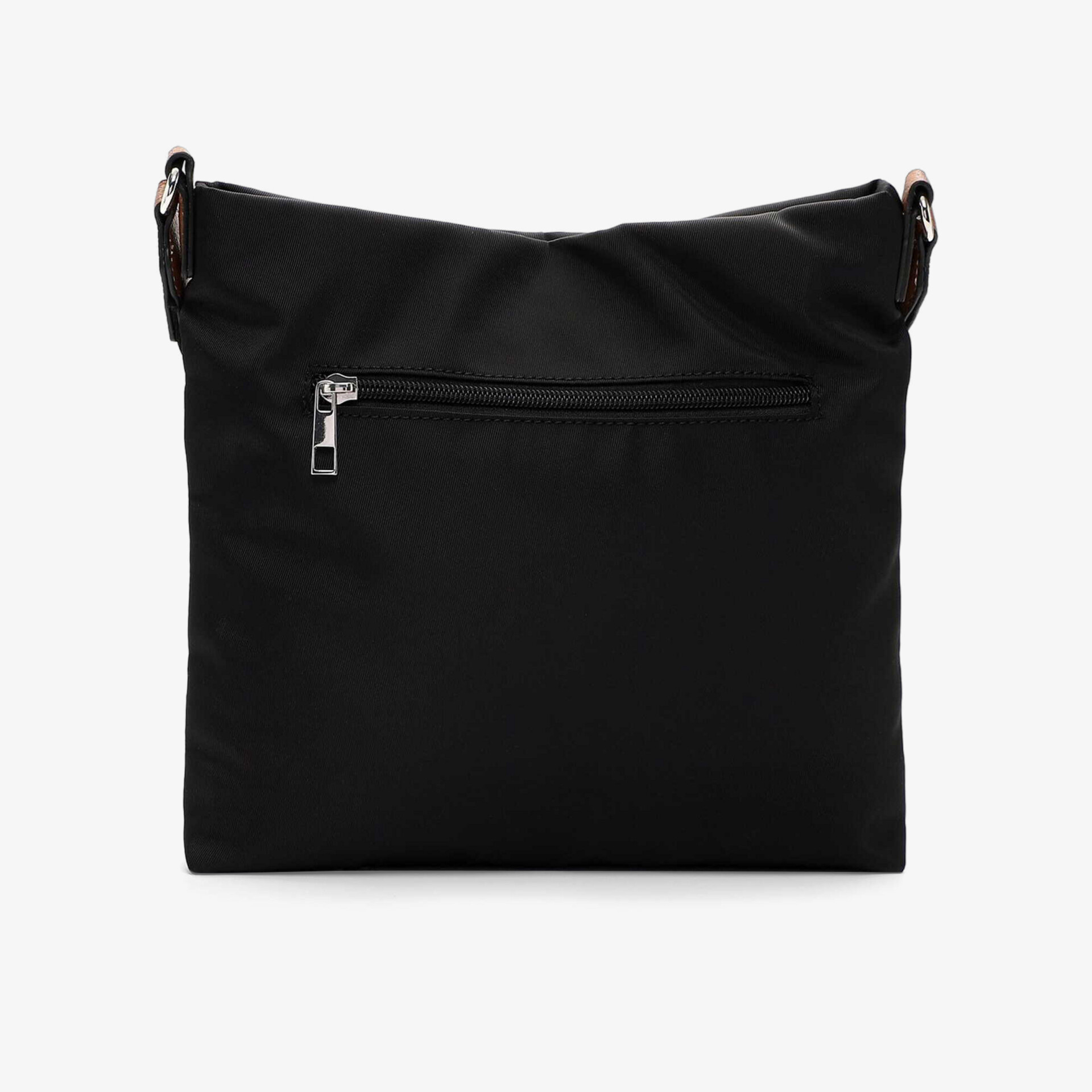 Schwarze Umhängetasche mit Reißverschluss, kompakt und praktisch, ideal für Alltag und Reisen