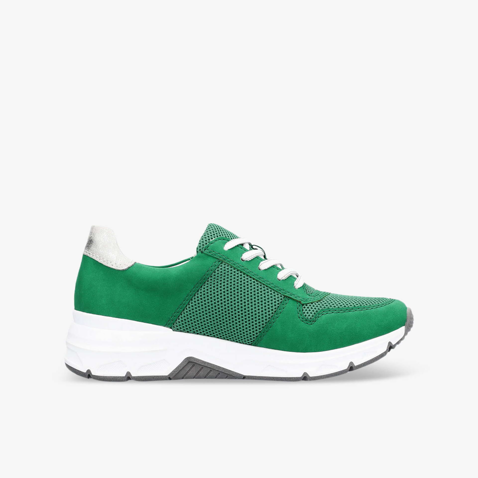 Grüner sportlicher Schuh mit atmungsaktivem Material, dämpfender Sohle und bequemem Design für optimalen Tragekomfort