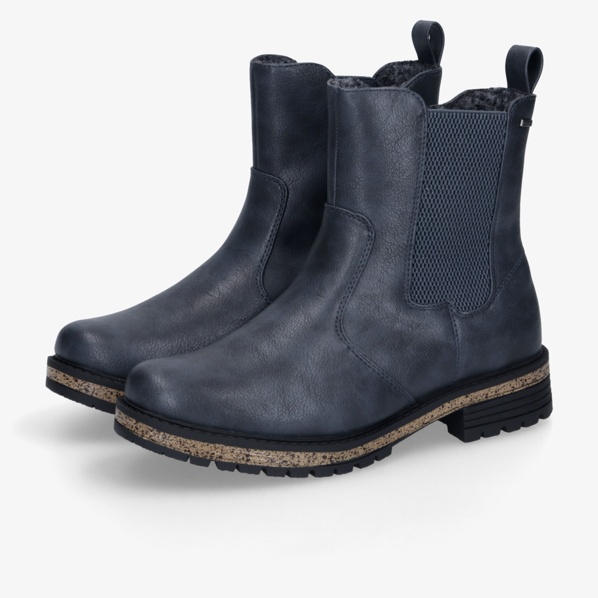 Schwarze Lederstiefel als Paar mit elastischen Seiteneinsätzen und robuster, rutschfester Sohle