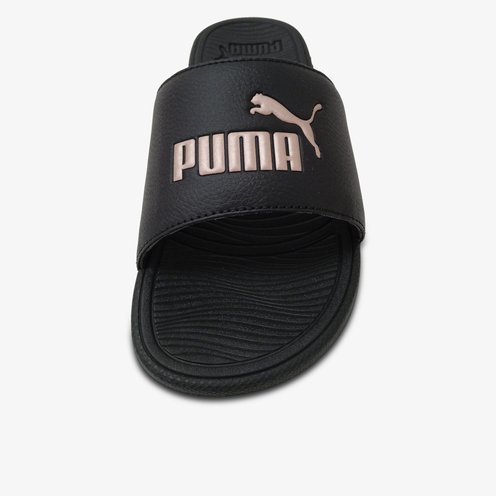 Schwarze Puma Badesandale mit breitem Riemen, komfortabel und rutschfest für Freizeit und Pool