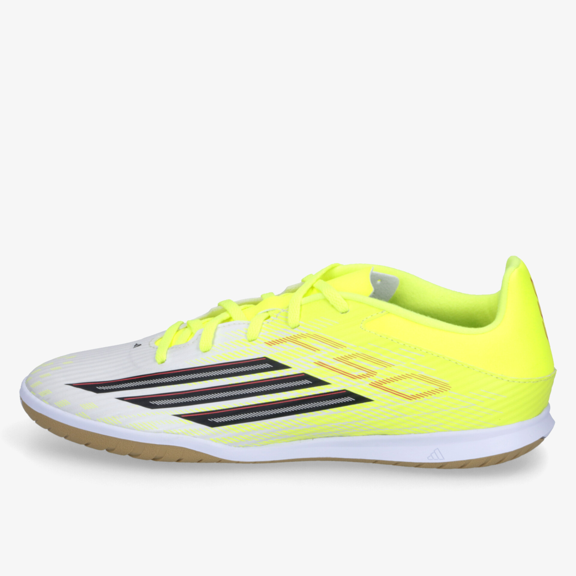 Neonfarbener, leichter Laufschuh mit atmungsaktivem Material und rutschfester Sohle in seitlicher Ansicht