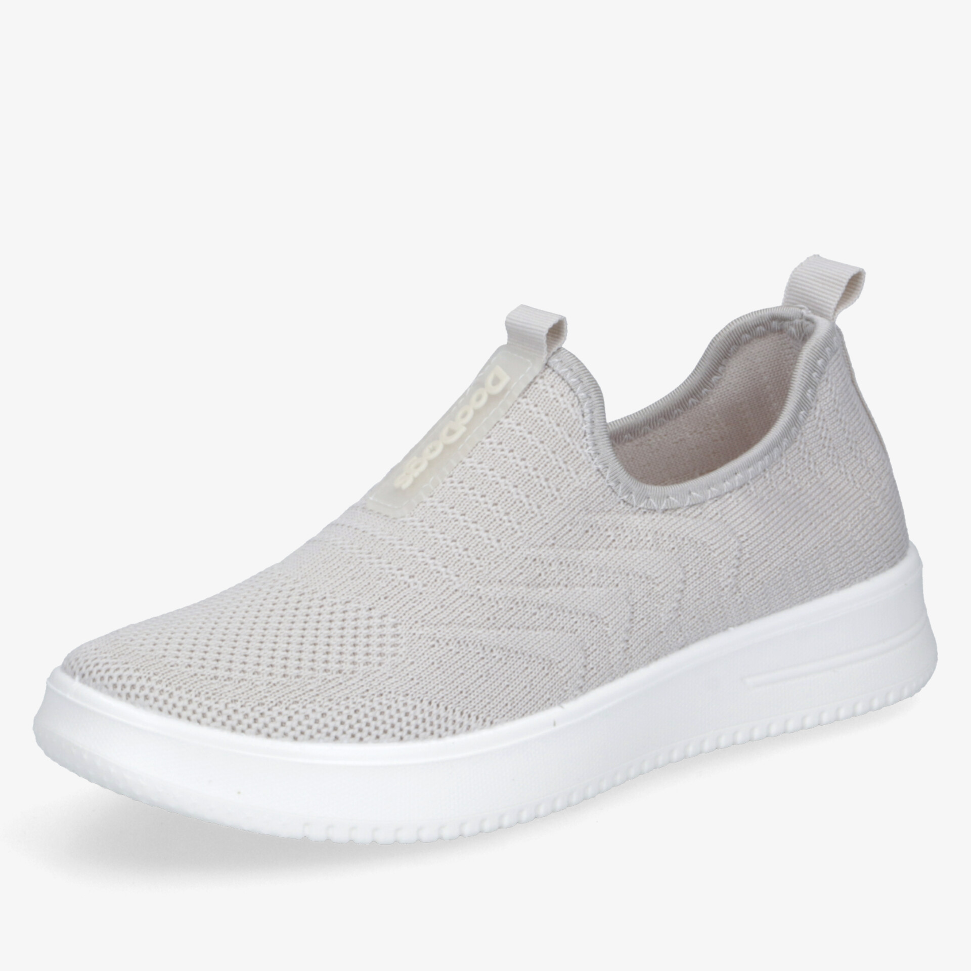 Bequemer Slip-On Schuh mit atmungsaktivem Strickmaterial und flexibler weißer Sohle für ganztägigen Komfort