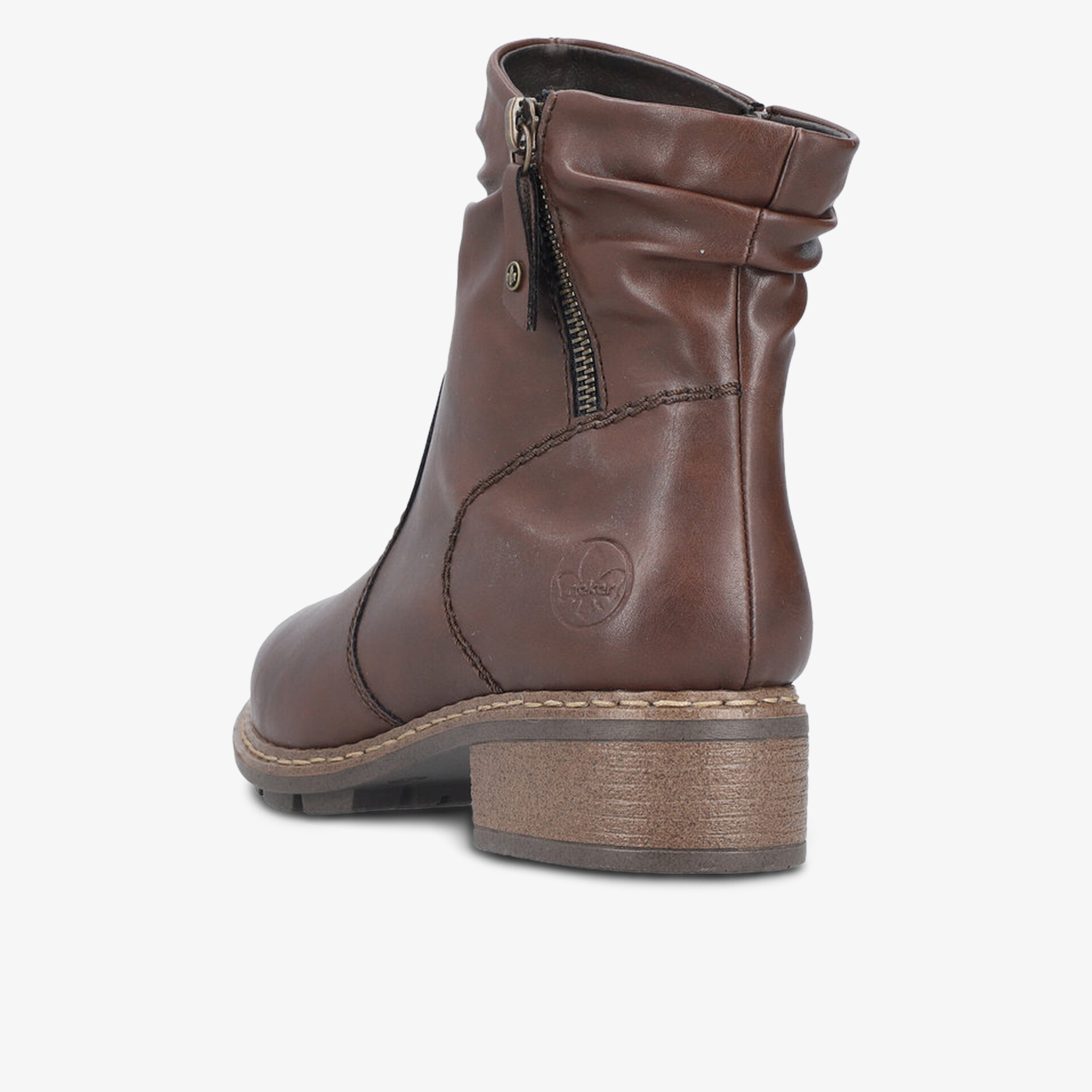 Braune Lederstiefelette mit Reißverschluss, komfortabler Absatz, modisch und robust für den Alltag