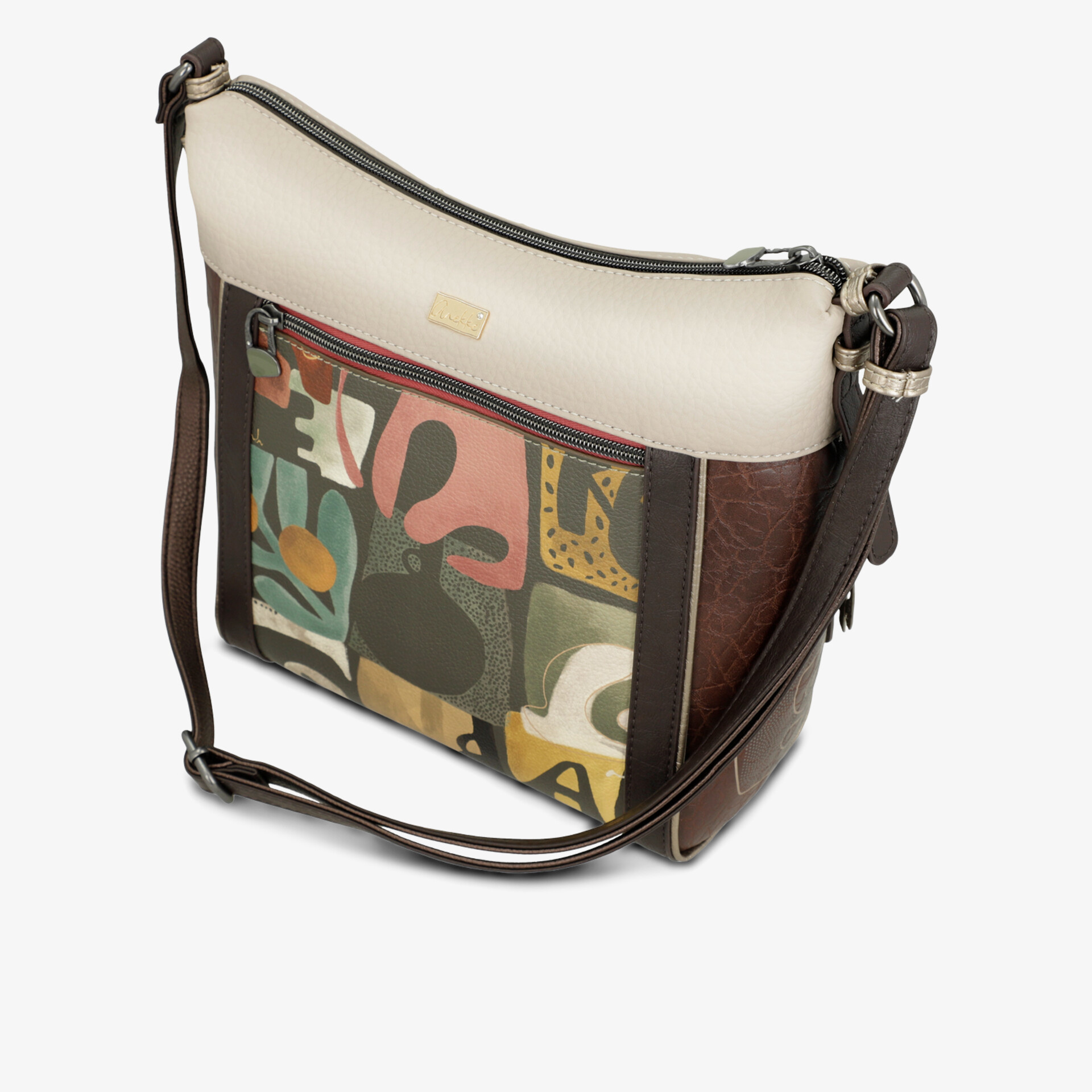 Kunstledertasche mit einzigartigem Farbdesign und funktionalen Fächern