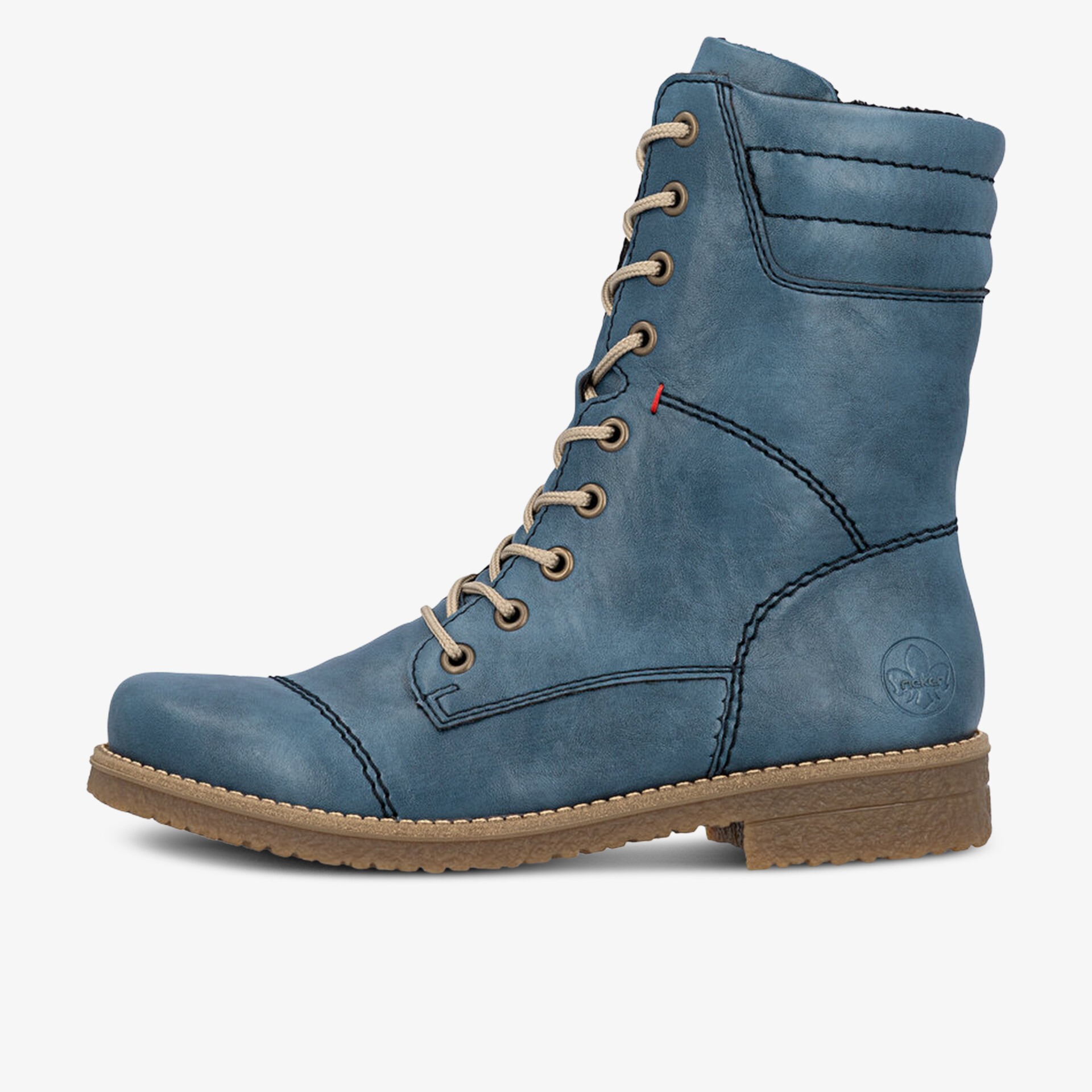 Blauer Schnürstiefel mit robuster Sohle und komfortabler Passform, moderne und stilvolle Optik