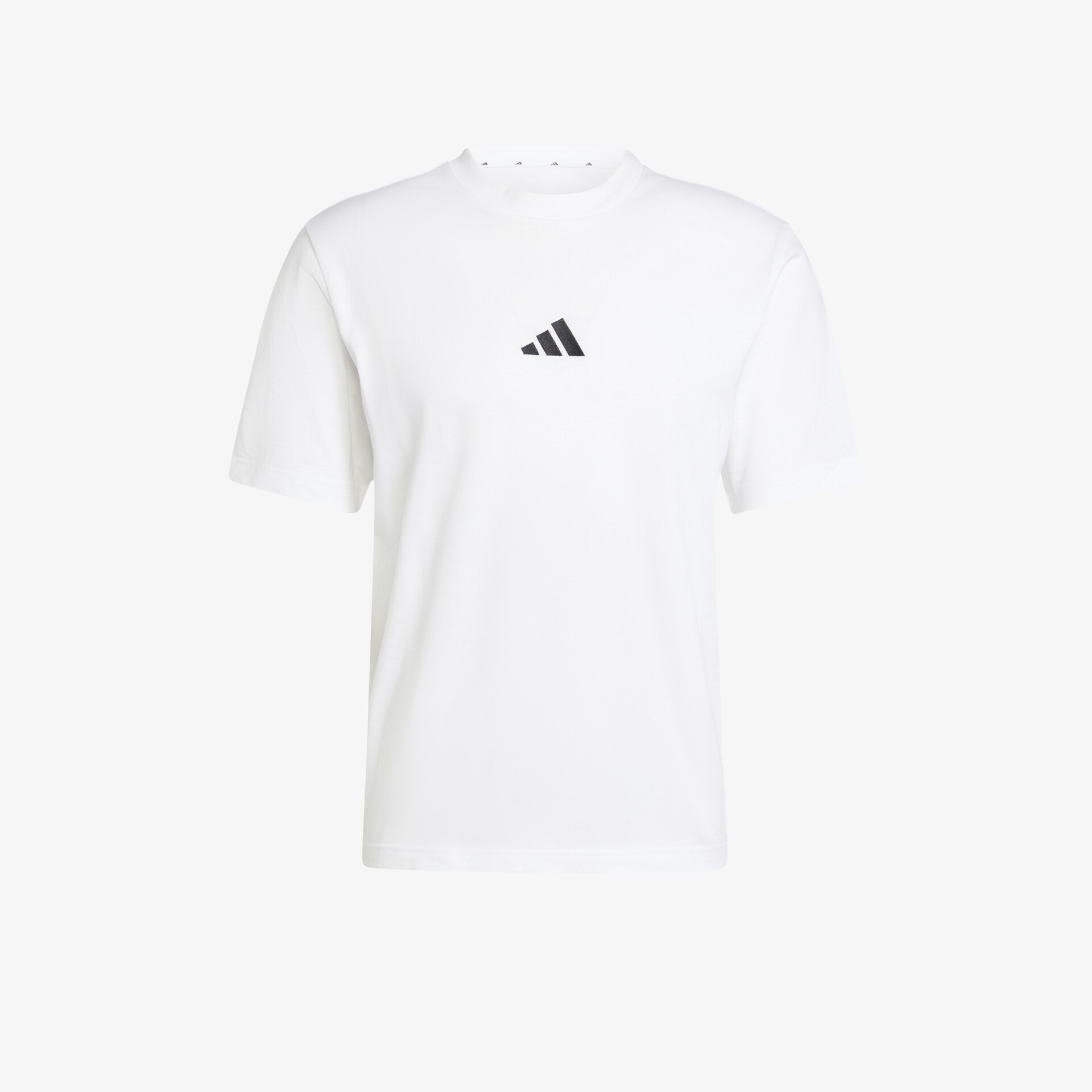 Weißes T-Shirt mit rundem Halsausschnitt und adidas Logo, komfortabel und sportlich für vielseitige Nutzung