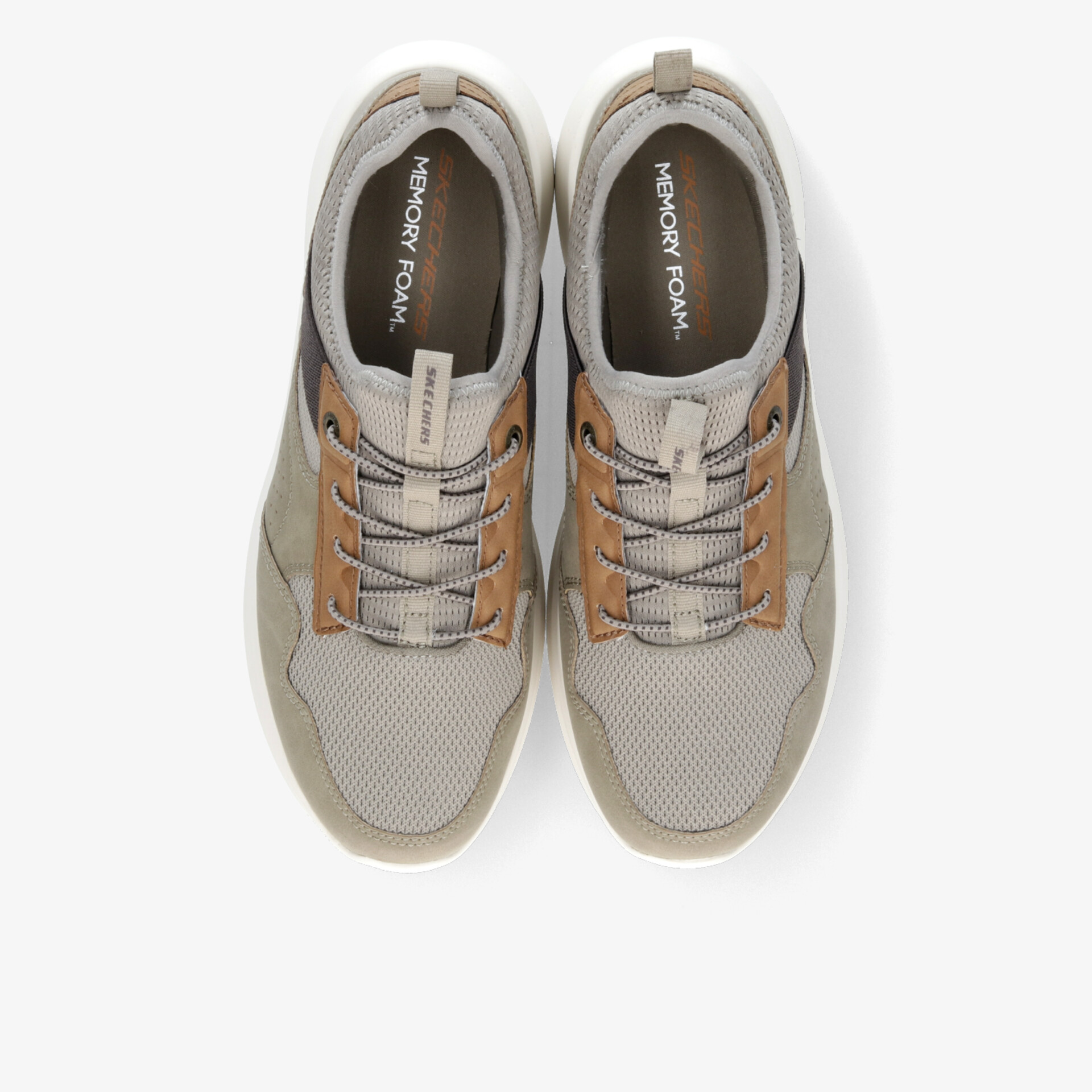 Beige Sportschuhe mit atmungsaktivem Material und gepolsterter Innensohle aus stabiler und leichter Verarbeitung, Draufsicht