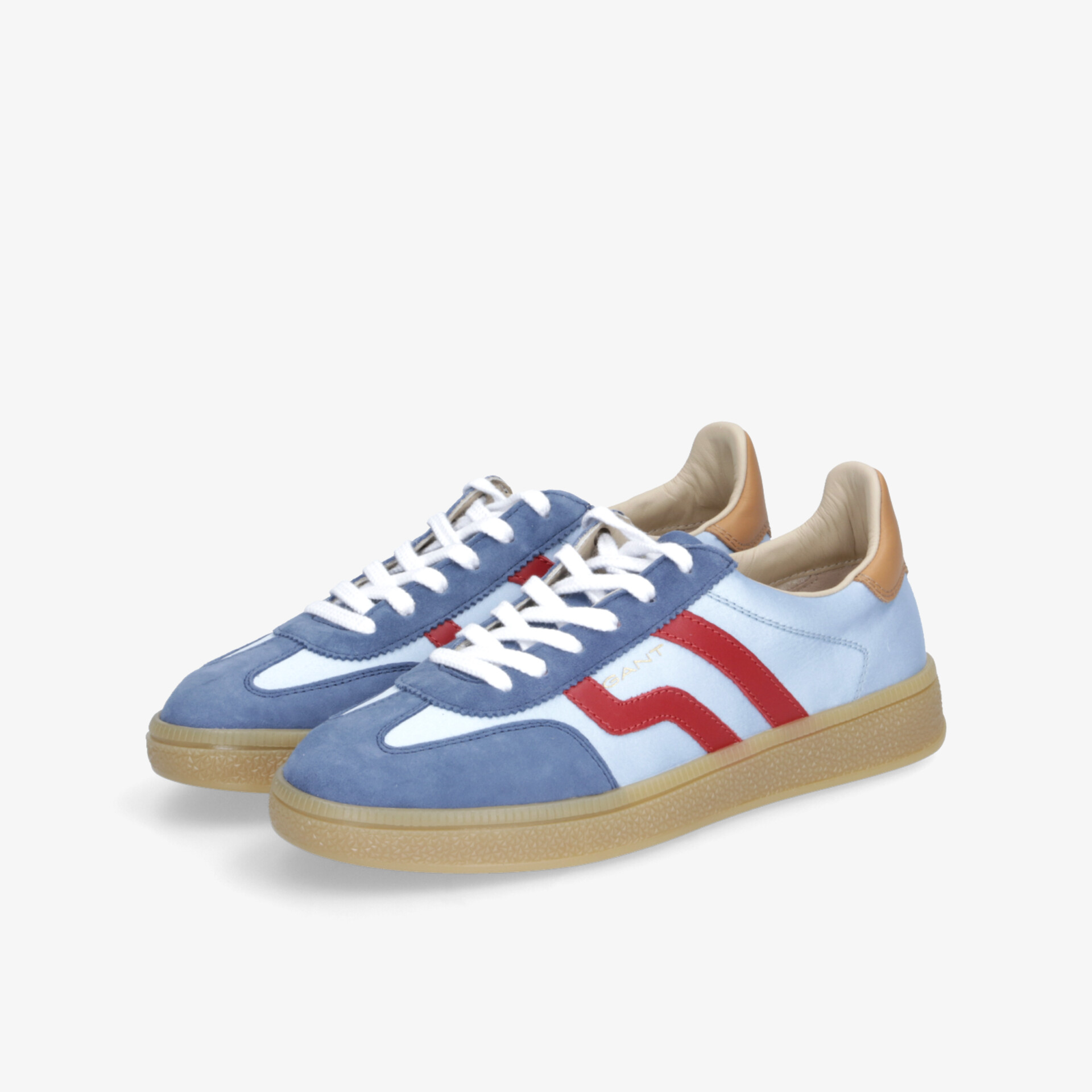 Moderner Sportschuh in Blau und Weiß mit rotem Akzent, komfortabel und langlebig, ideal für den Alltag