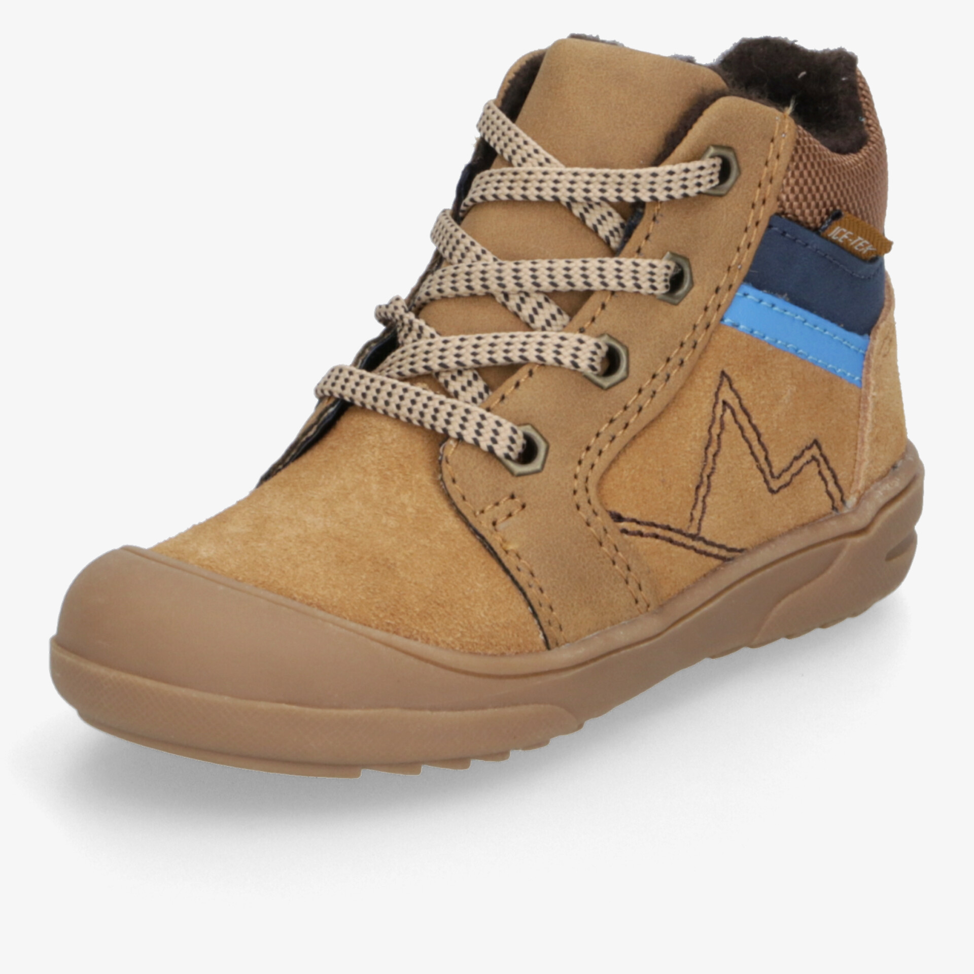 Robuster und bequemer Sneaker mit gepolsterter Ferse, rutschfester Sohle und modernen Farbdetails schräg vorne