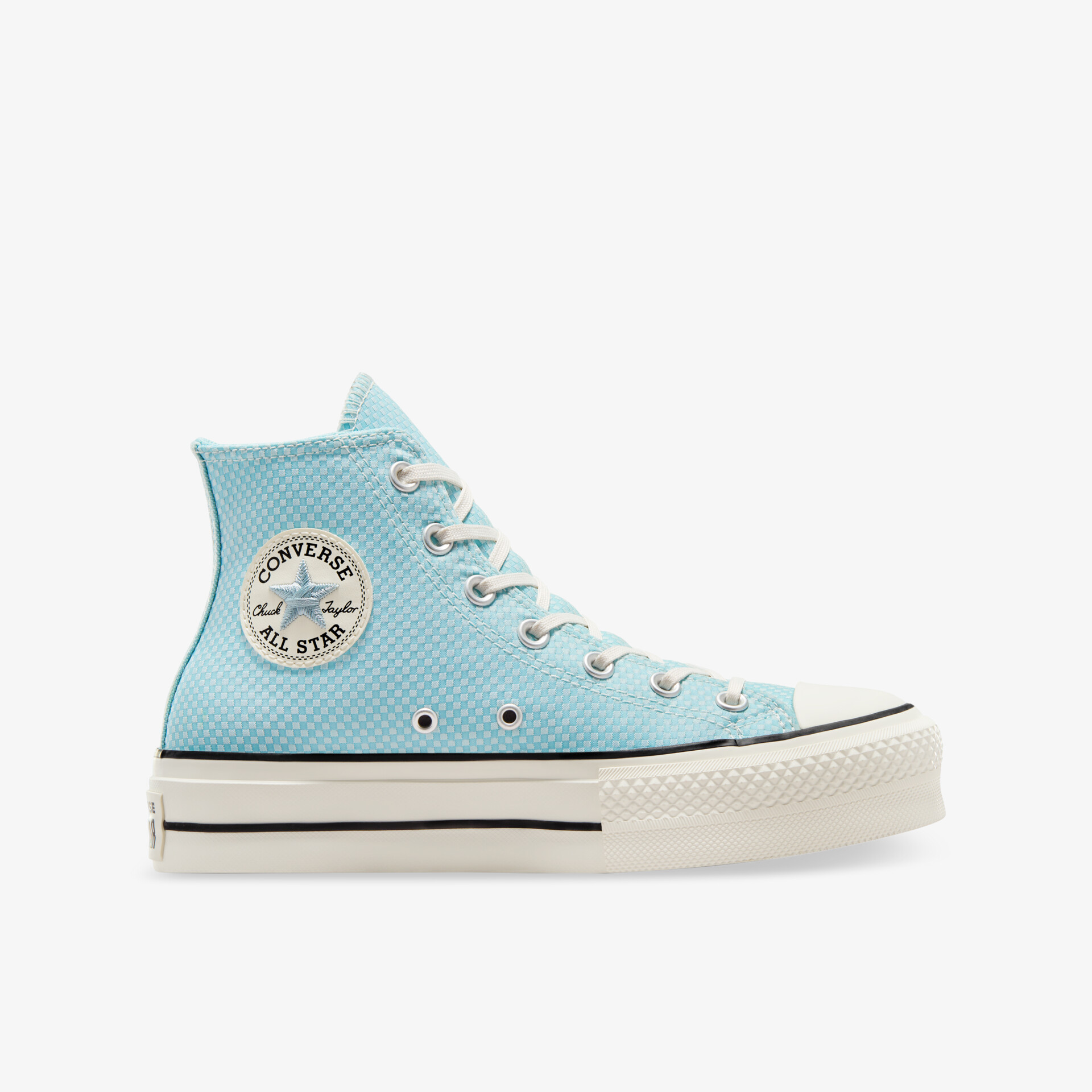 Blauer Sneaker in klassischer hoher Form mit robuster Sohle und atmungsaktivem Material