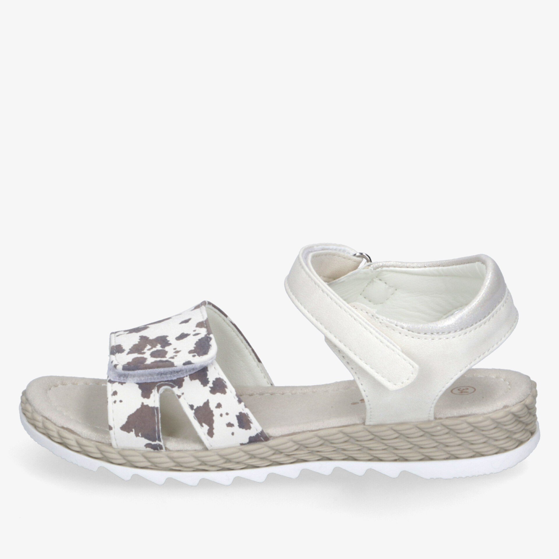 Leichte weiße Sandale mit verstellbarem Klettverschluss und gepolsterter Innensohle für hohen Tragekomfort