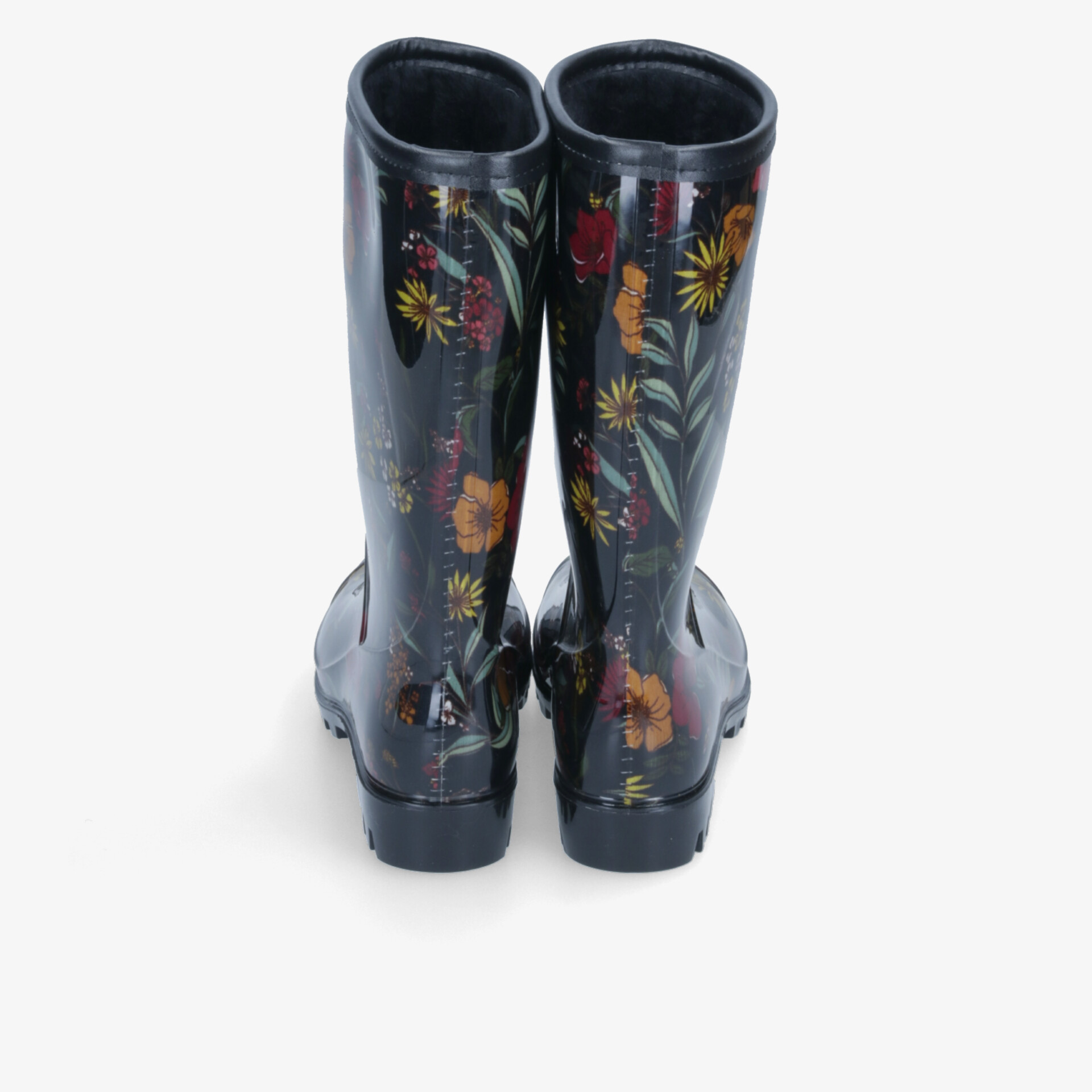 Elegante Gummistiefel mit floralen Mustern und rutschfester Sohle. Perfekt für regnerische Tage.